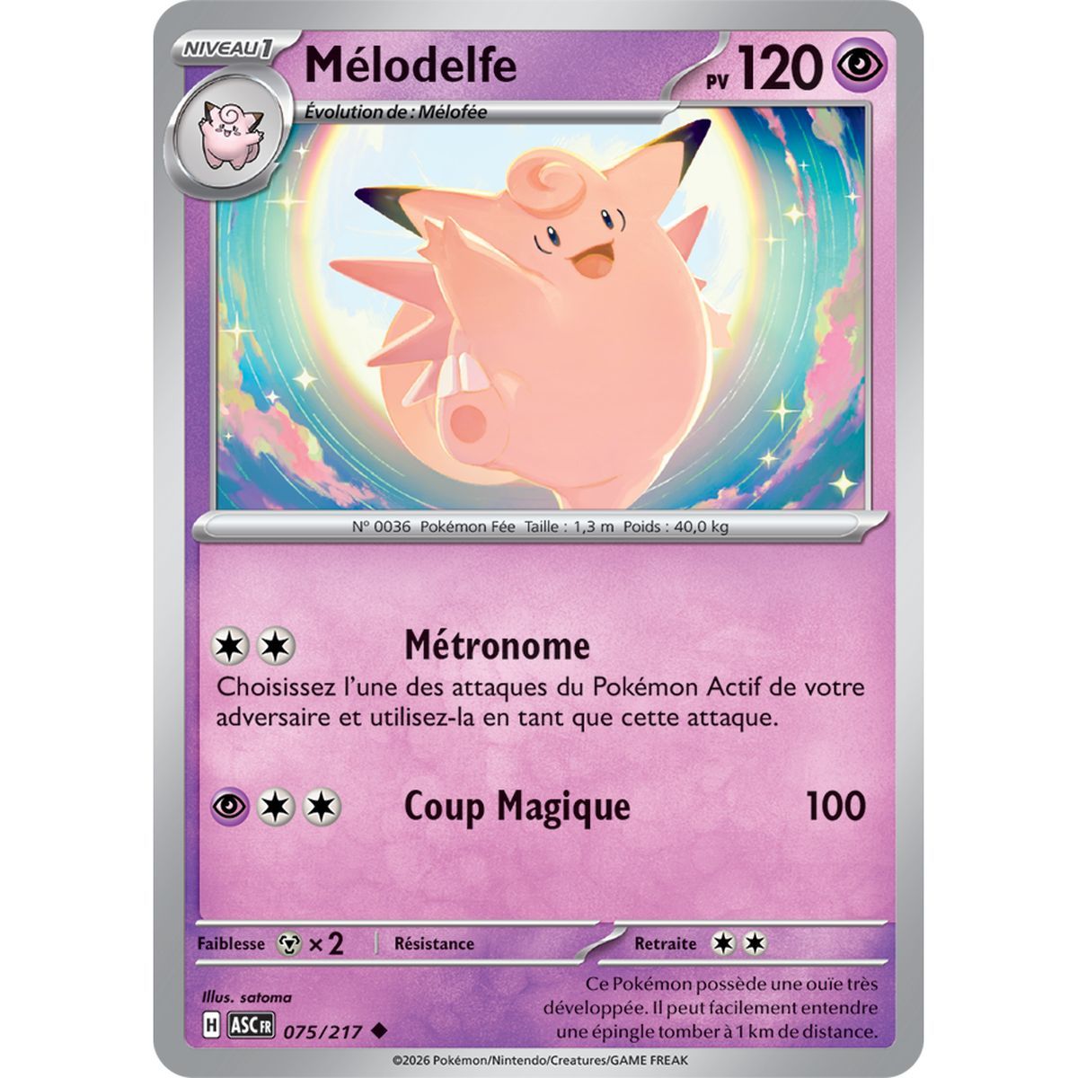 Clefable - Reverse Pokéball 75/217 - ME02.5 - Pokémon - Mega Evolution Transcendent Heroes