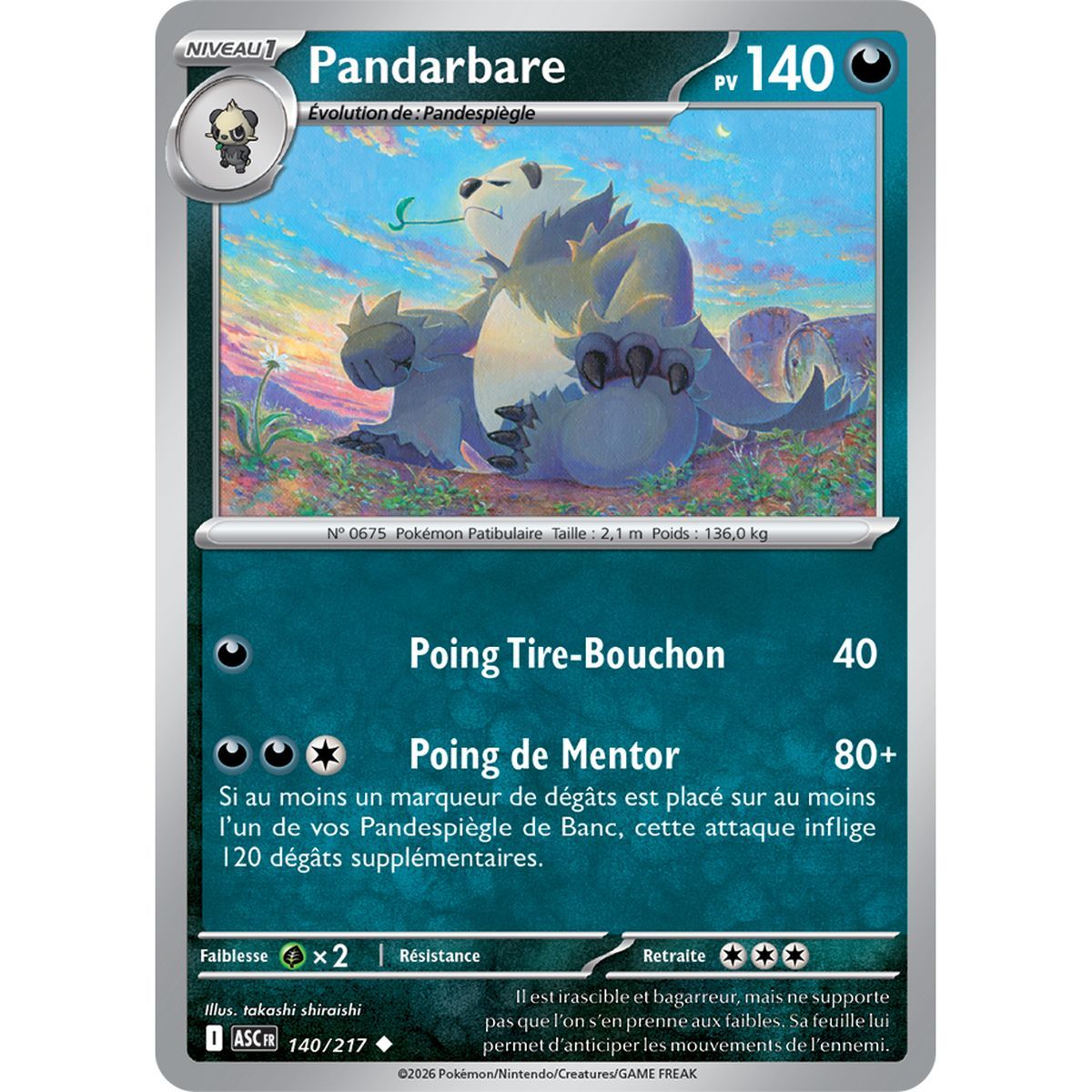 Pandarbare - Reverse 140/217 - ME02.5 - Pokémon - Mega Evolution Transcendent Heroes