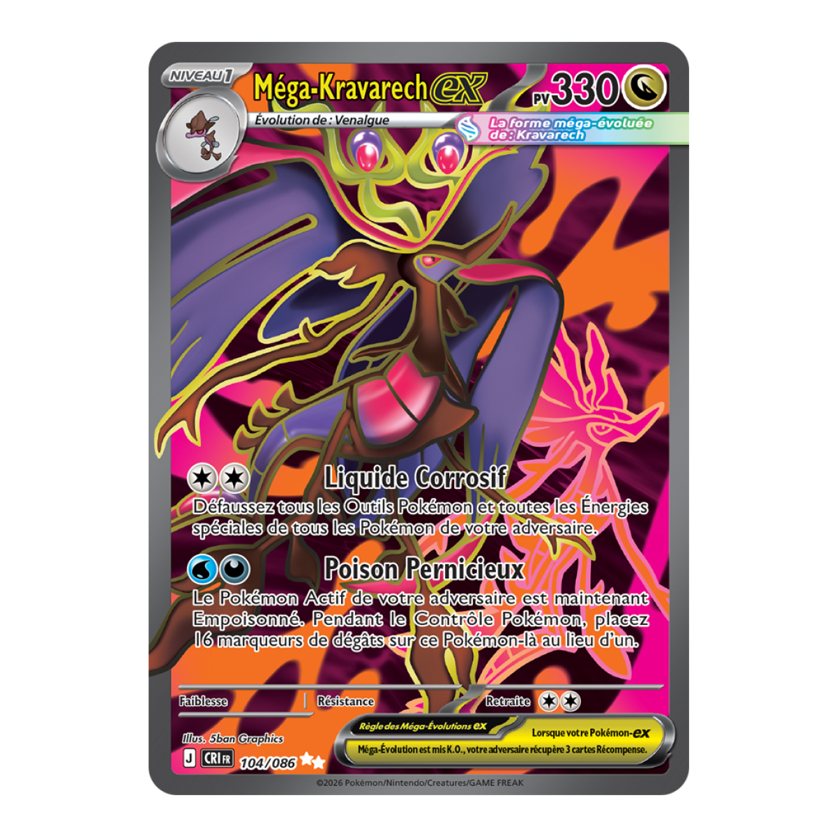 Mega-Kravarech-ex - Ultra Rare 104/86 - ME04 - Pokémon - Mega Evolution Chaos Rising