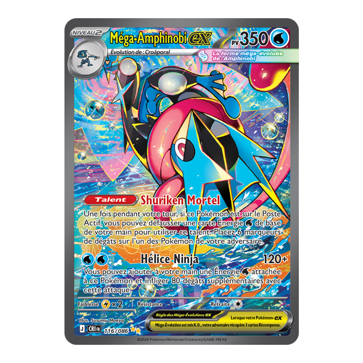 Mega-Greninja-ex – Seltene Spezialillustration 116/86 – ME04 – Pokémon – Mega-Entwicklung Chaos Rising