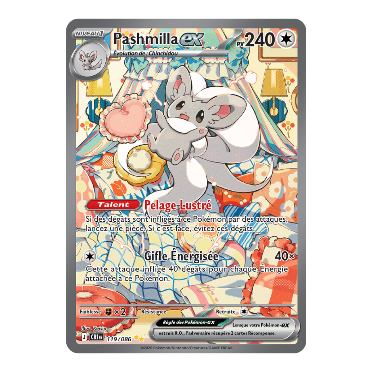 Pashmilla-ex – Seltene Spezialillustration 119/86 – ME04 – Pokémon – Mega-Entwicklung Chaos Rising