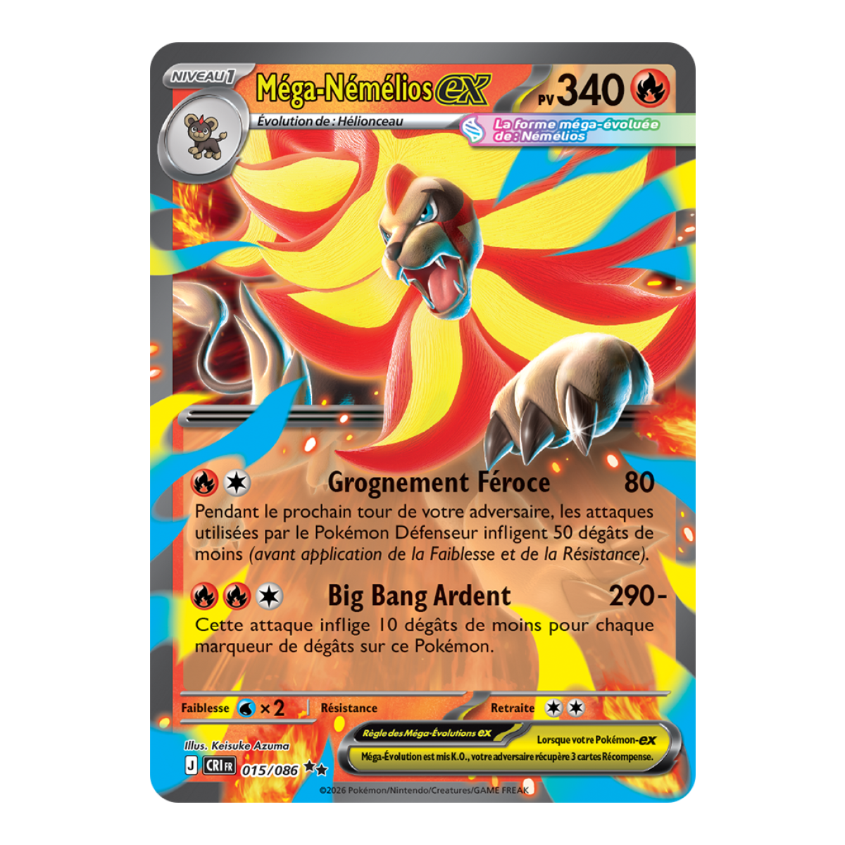 Mega Pyroar-ex - Doppelt selten 15/86 - ME04 - Pokémon - Mega-Entwicklung Chaos Rising