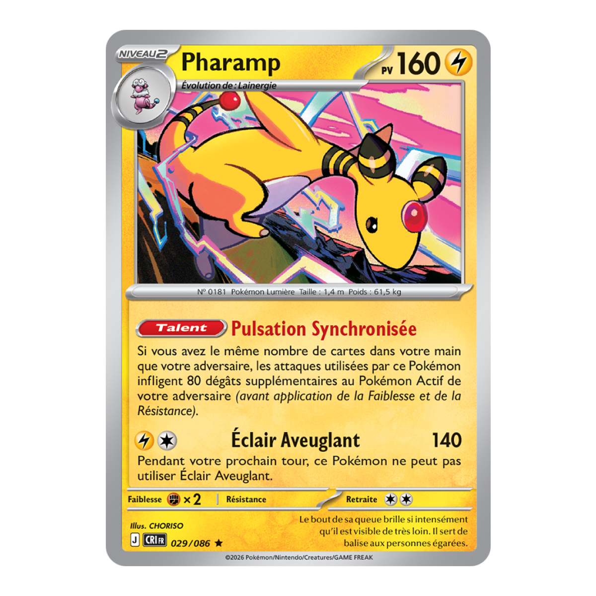 Ampharos - Holo Rare 29/86 - ME04 - Pokémon - Mega Evolution Chaos Rising