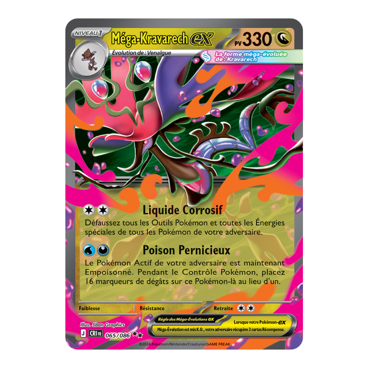 Mega Kravarech-ex - Doppelt selten 65/86 - ME04 - Pokémon - Mega-Entwicklung Chaos Rising