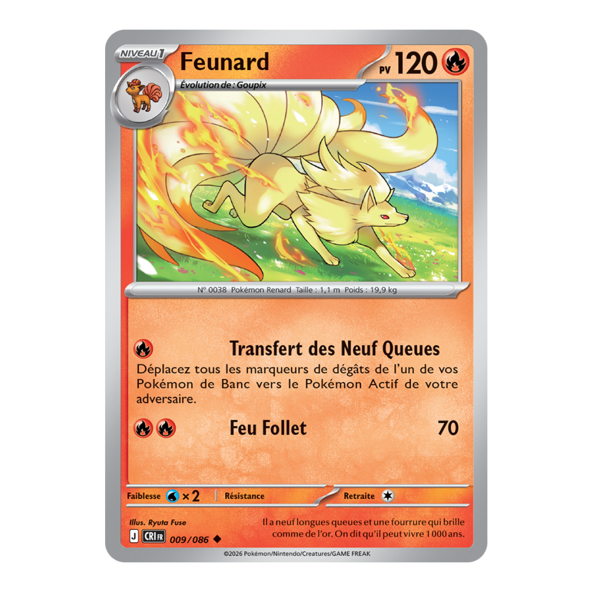Ninetales - Reverse 9/86 - ME04 - Pokémon - Mega Evolution Chaos Rising