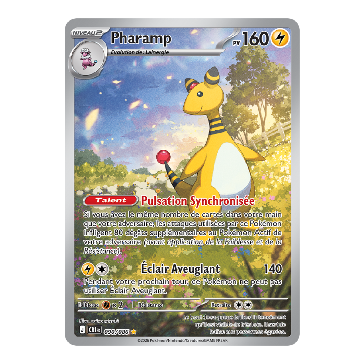Ampharos - Seltene Illustration 90/86 - ME04 - Pokémon - Mega-Entwicklung Chaos Rising