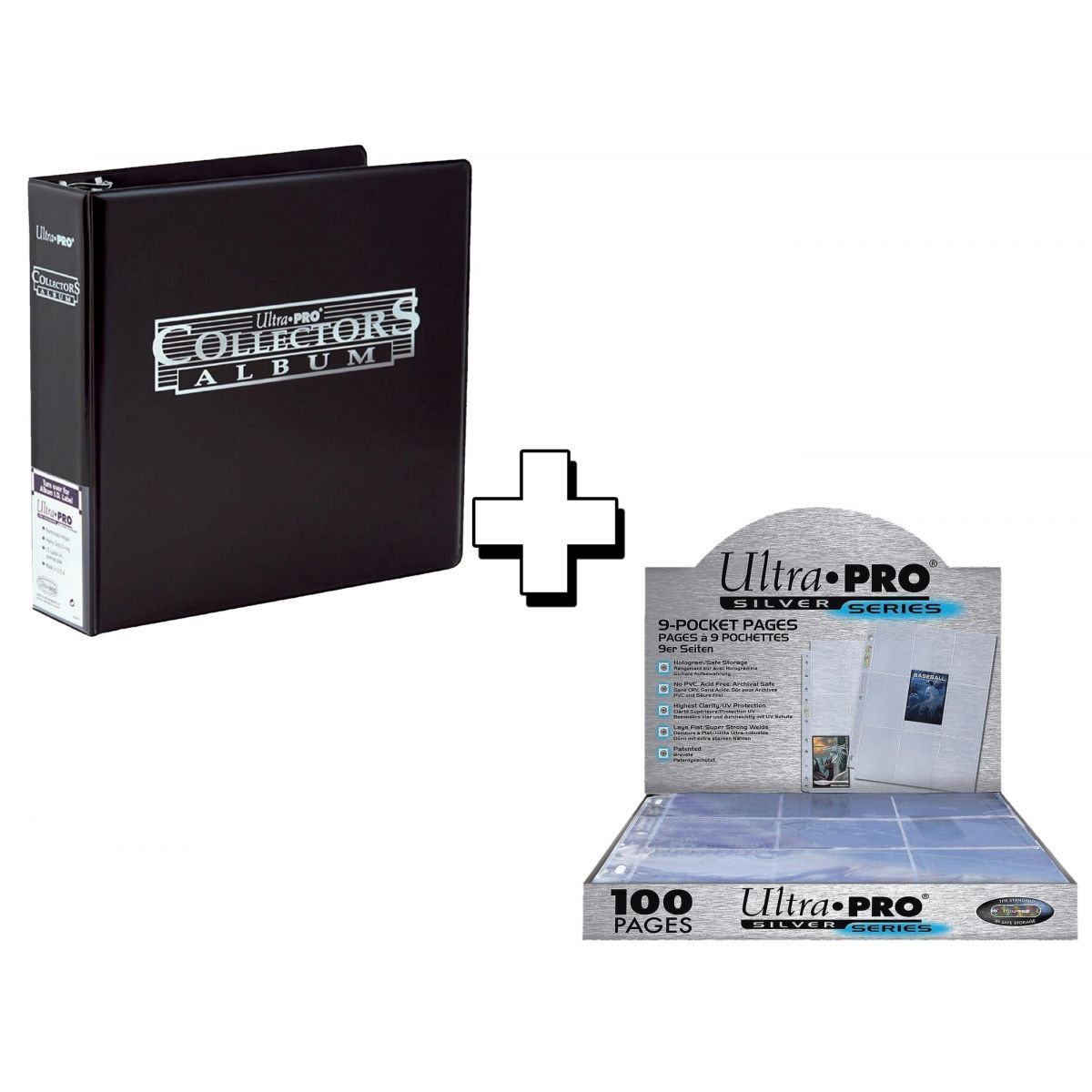 Pack - Sammler-Ringbuch, schwarzes Album + 100 silberne Seiten - Ultra Pro