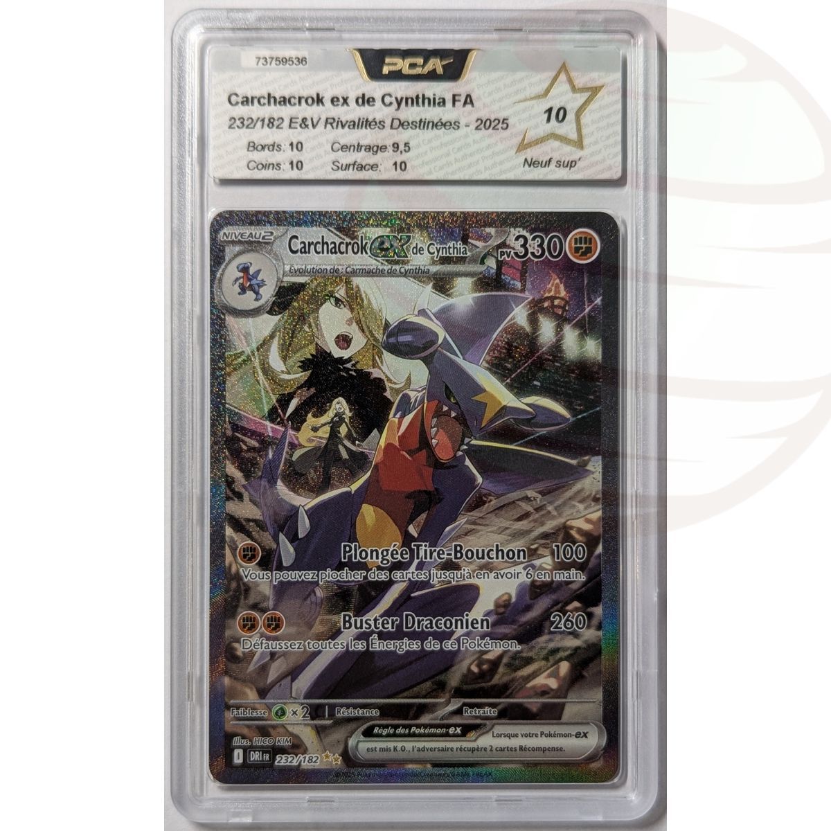 [PCA 10 - Nine Superior] - Bewertete Karte - Cynthias Knakrack ex 232/182 - E&V Destined Rivalries - 2025 - Pokémon - Französisch