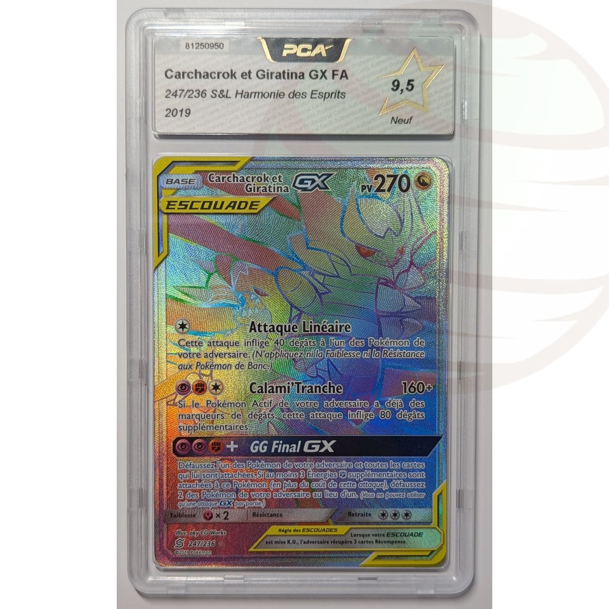 [PCA 9.5 - Neu] - Bewertete Karte - Knakrack & Giratina GX FA 247/236 - S&L Unified Minds - 2019 - Pokémon - Französisch