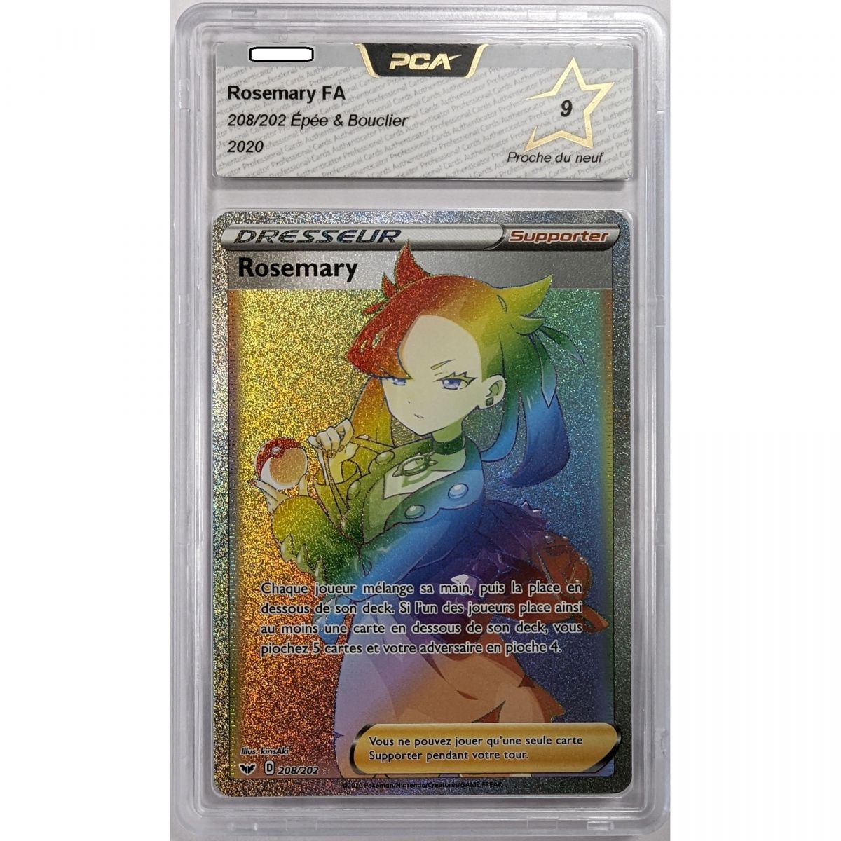 Item Pokémon – Graded Card – Rosemary 208/202 Full Art Sword & Shield 2020 Französisch [PCA 9 – Near Mint]