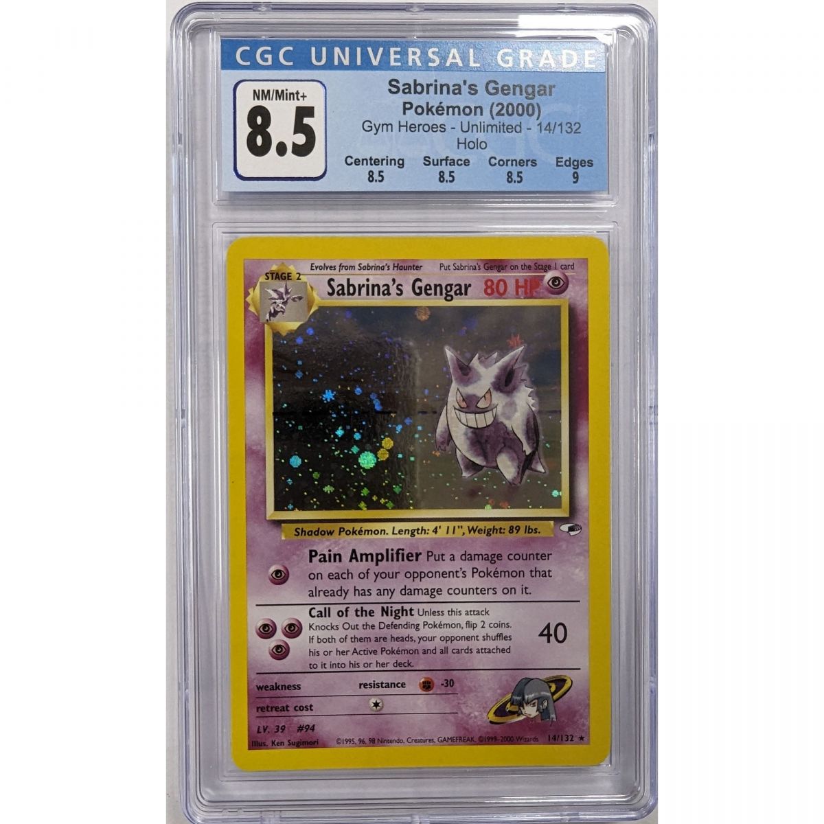 Item Pokémon - Graded Card - Sabrina's Gengar 14/132 Pokémon Gym Heroes 2000 Englisch [CGC 8.5 - NM-Mint+]