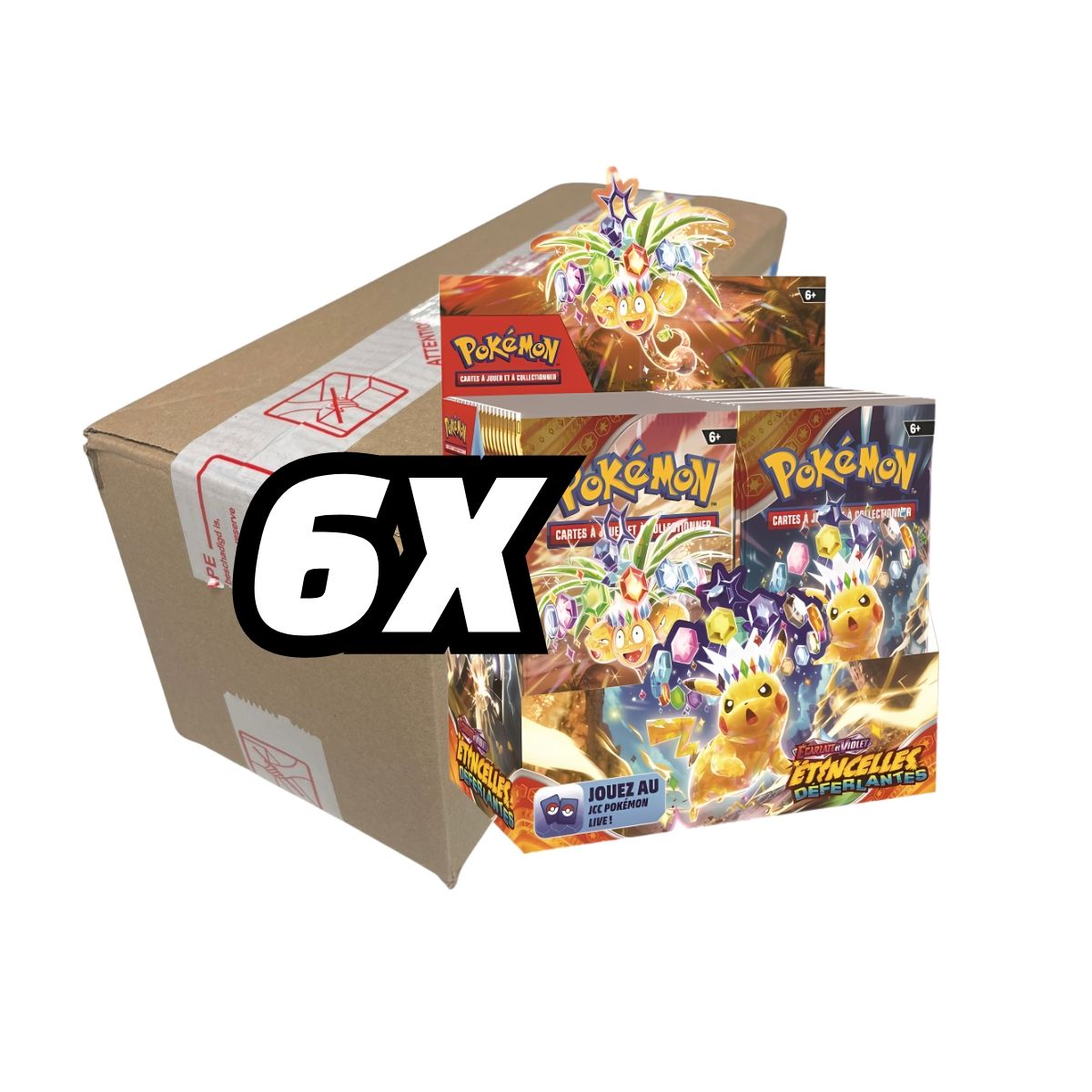 Pokémon – Box mit 6 Displays – Scharlachrot und Violett – Surging Sparks [SV8][EV08] – FR