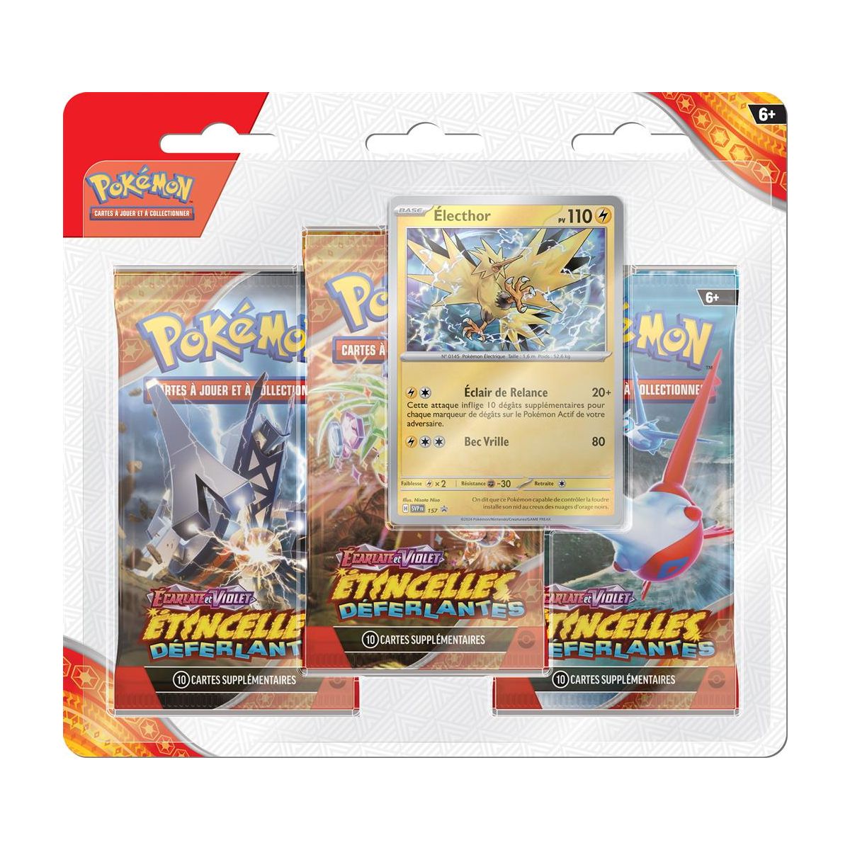 Pokémon – Tri-Pack – Zapdos / Maraiste – Scharlachrot und Violett – Surging Sparks [SV8][EV08] – FR