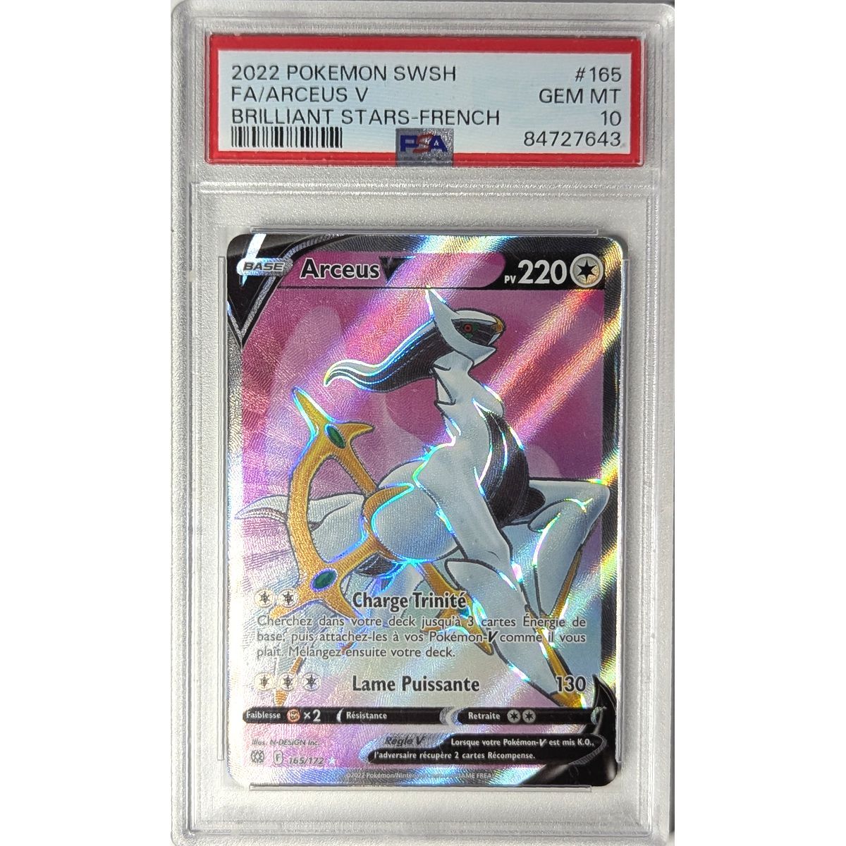 [PSA 10 – Neuwertig] – Bewertete Karte – Arceus VSTAR 165/172 – Schwert & Schild: Shining Stars – 2022 – Pokémon – Französisch