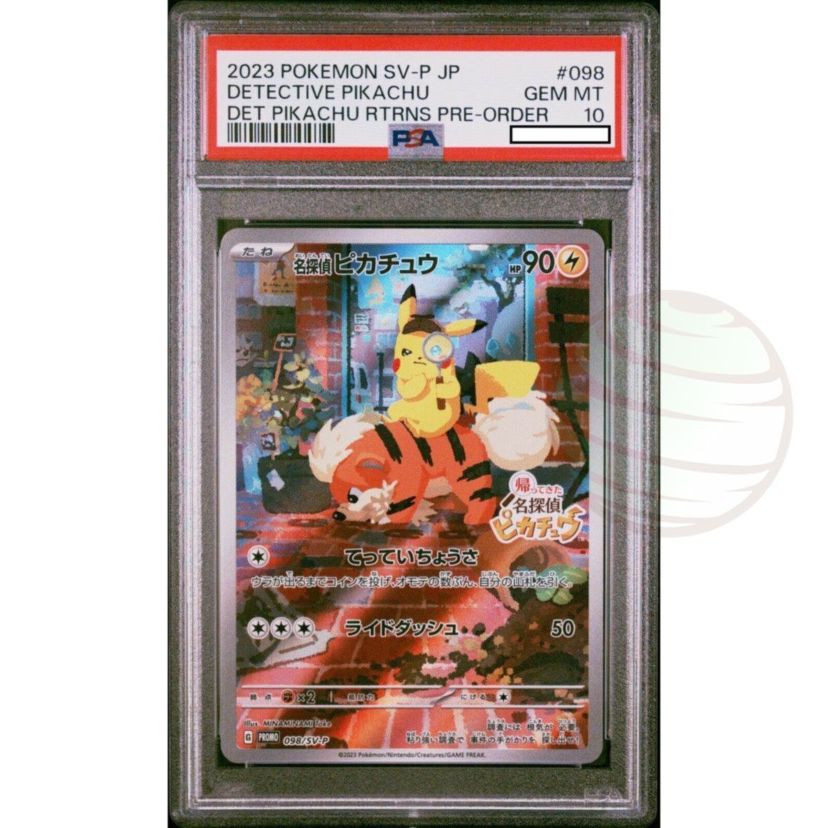 [PSA 10 – Gem Mint] – Bewertungskarte – Detective Pikachu 098/SV-P Returns 2023 – Pokémon – Japanisch