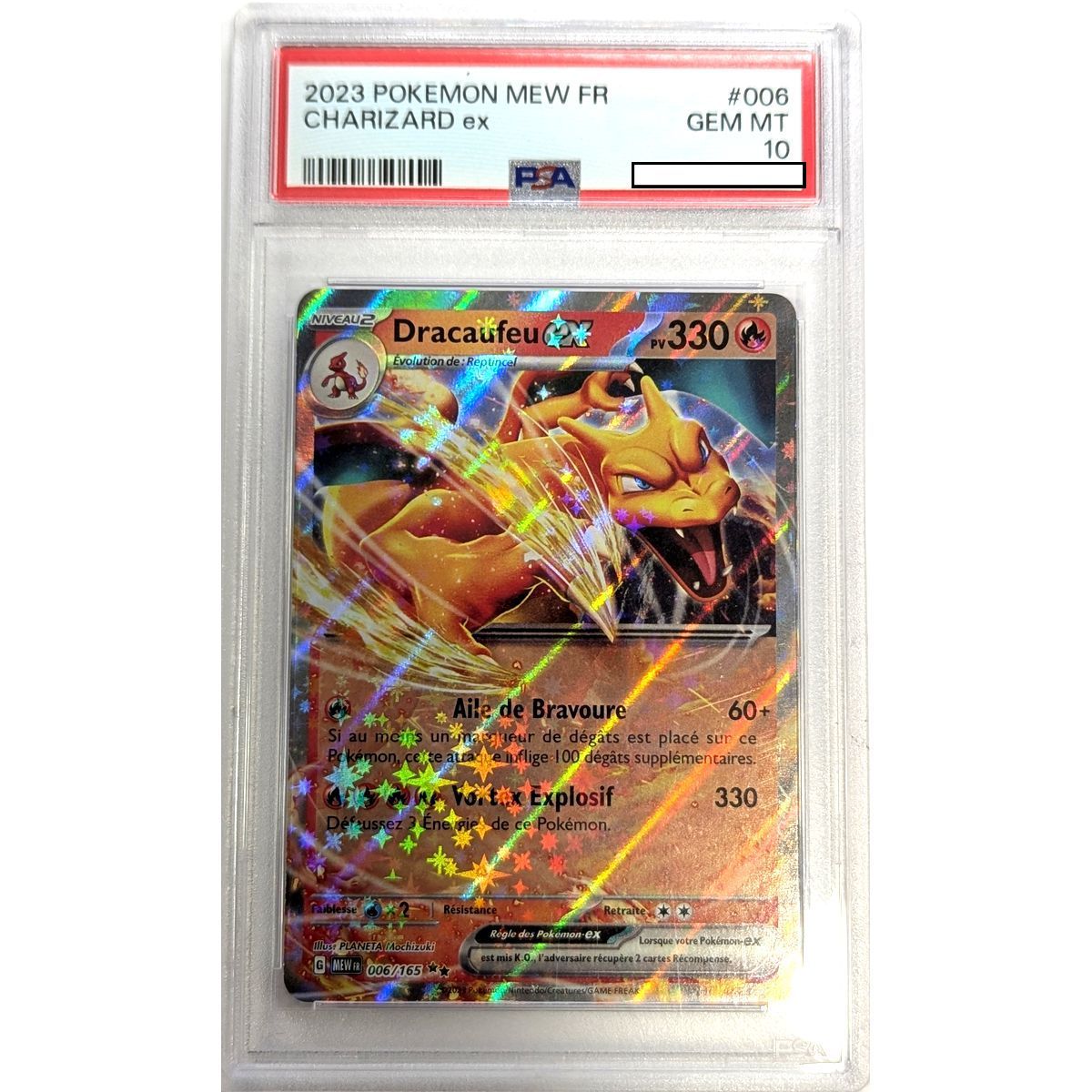 [PSA 10 – Neuwertig] – Bewertete Karte – Glurak EX 006/165 – Scharlachrot & Lila: Pokémon 151 – 2023 – Pokémon – Französisch