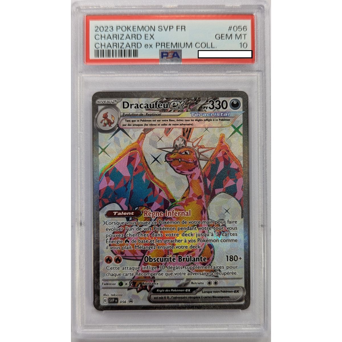 [PSA 10 – Neuwertig] – Bewertete Karte – Glurak ex SVP 056 – Promo – 2023 – Pokémon – Französisch