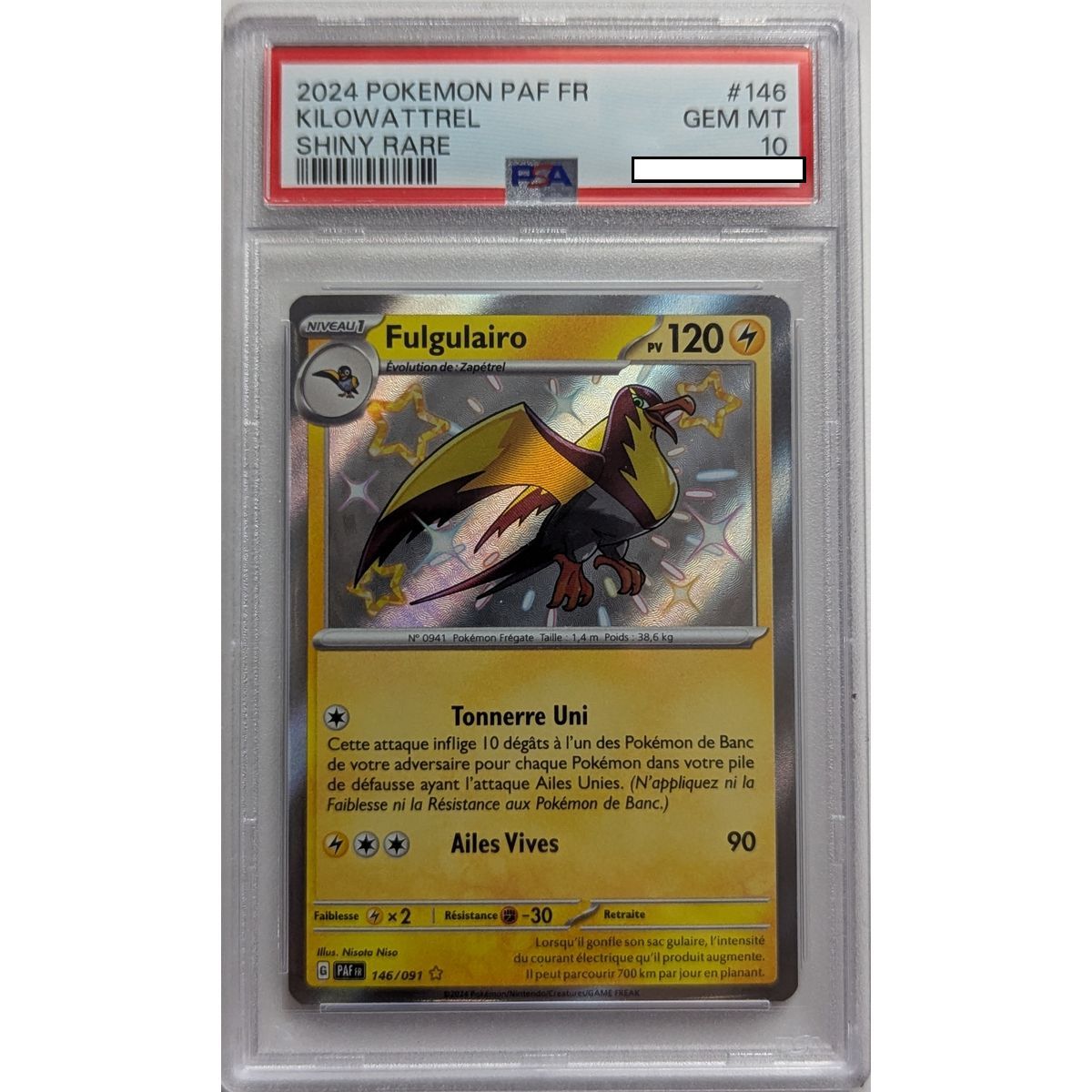 [PSA 10 – Neuwertig] – Bewertete Karte – Fulgulairo 146/091 – Scarlet & Purple: Destined for Paldea – 2024 – Pokémon – Französisch