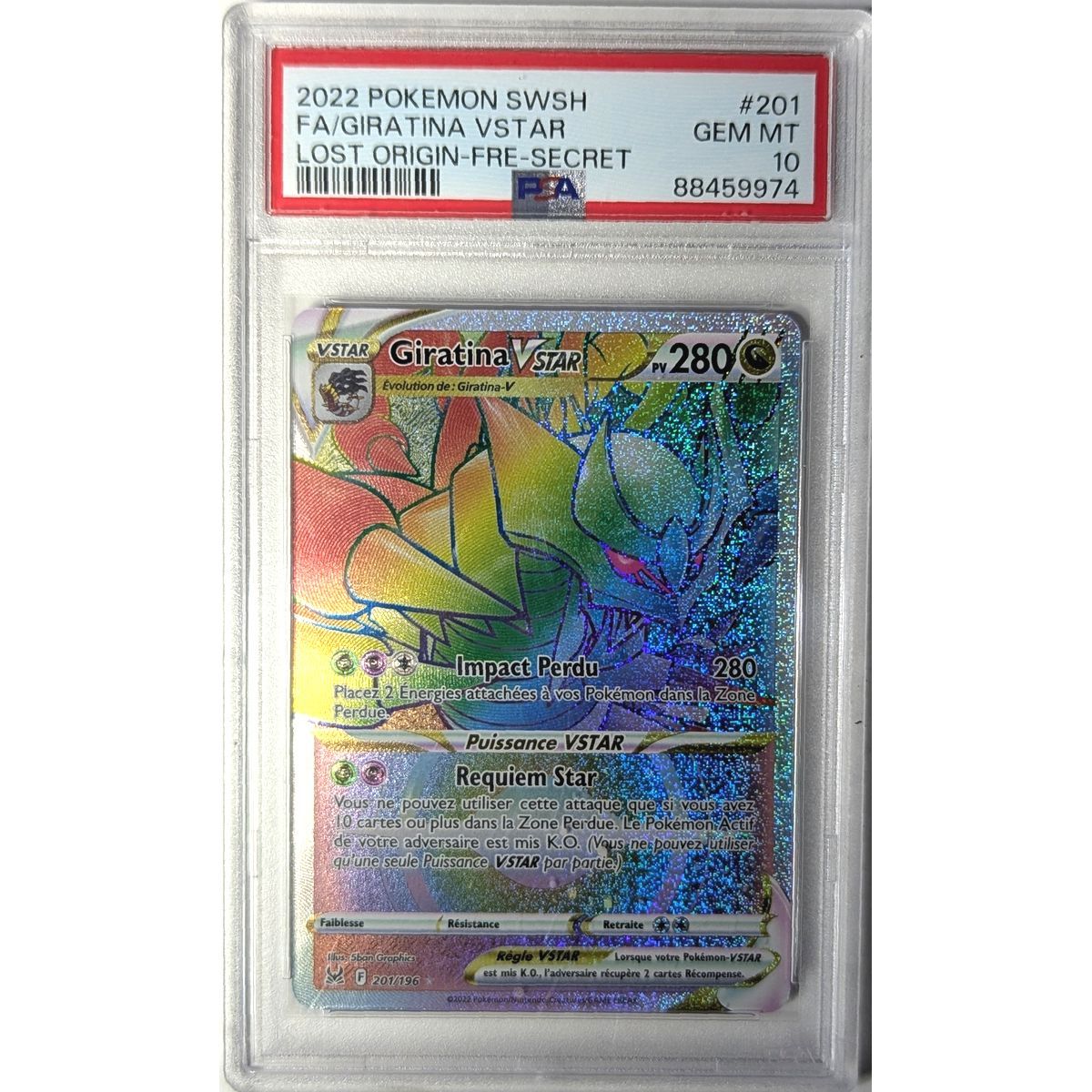 [PSA 10 – Neuwertig] – Bewertete Karte – Giratina VSTAR 201/196 – Schwert & Schild: Verlorene Ursprünge – 2022 – Pokémon – Französisch