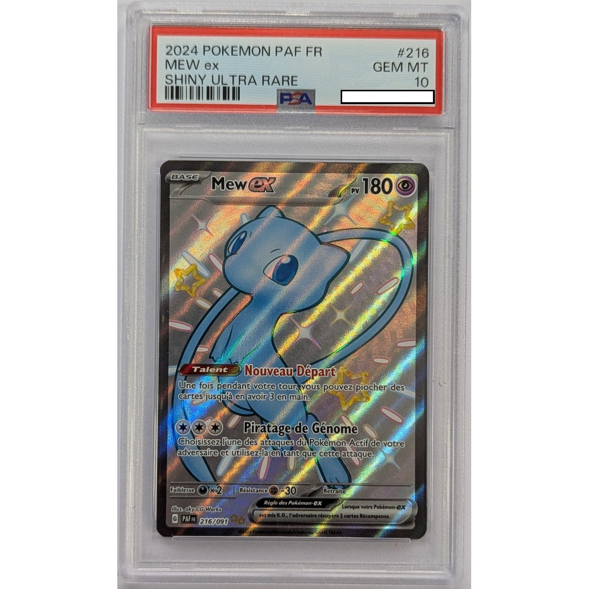 [PSA 10 – Neuwertig] – Bewertete Karte – Mew ex 216/091 – Scarlet & Purple: Destinies of Paldea – 2024 – Pokémon – Französisch