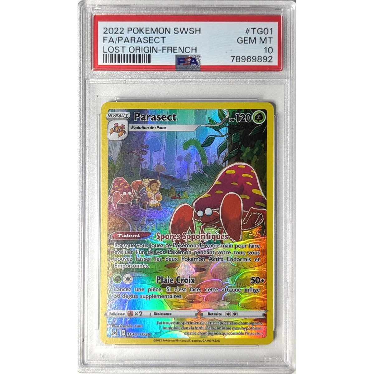 [PSA 10 – Neuwertig] – Bewertete Karte – Parasect TG01/TG30 – Schwert & Schild: Verlorene Ursprünge – 2022 – Pokémon – Französisch