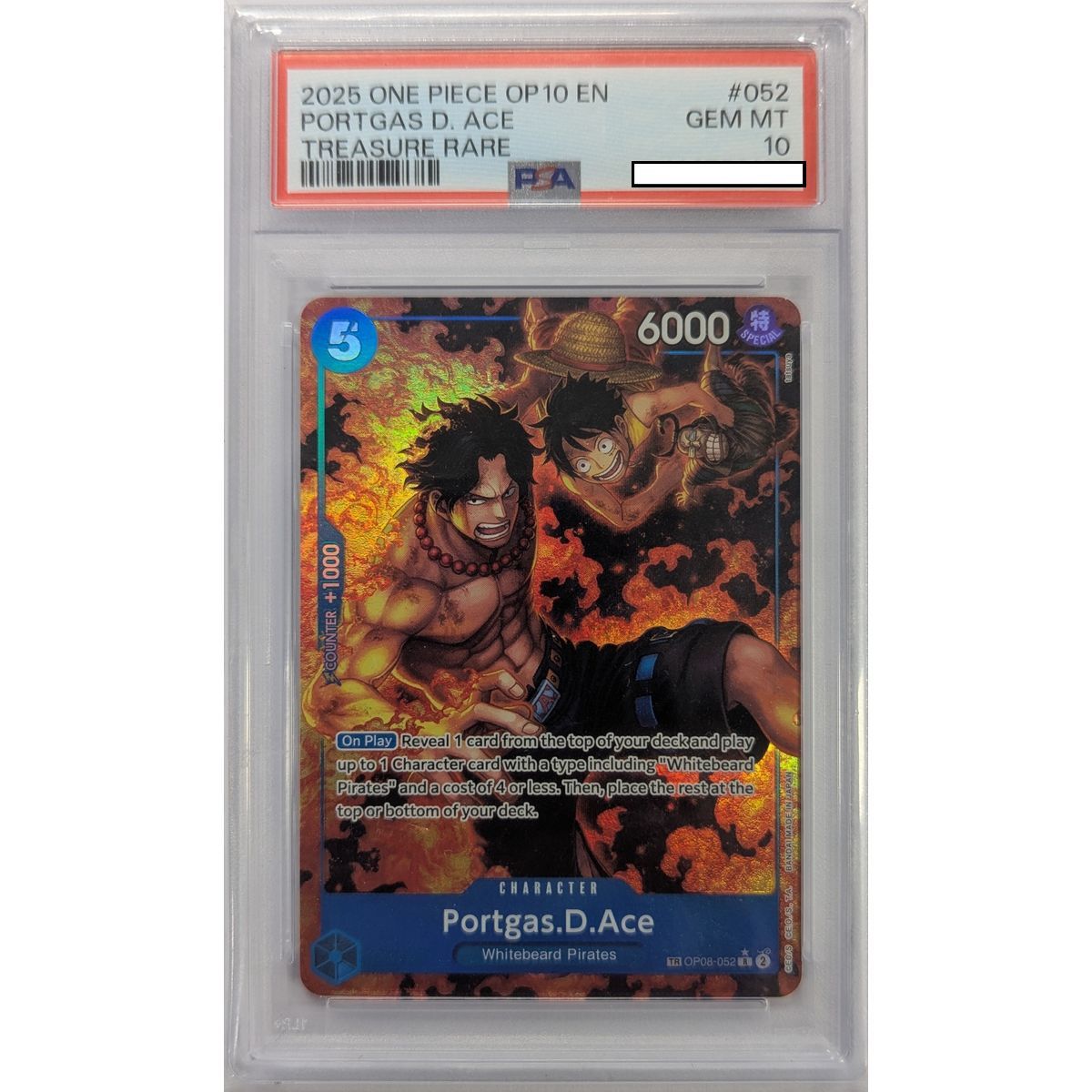 [PSA 10 - Gem Mint] - Bewertete Karte - Portgas.D.Ace (Treasure Rare) - OP10 Royal Blood - 2025 - One Piece - Englisch