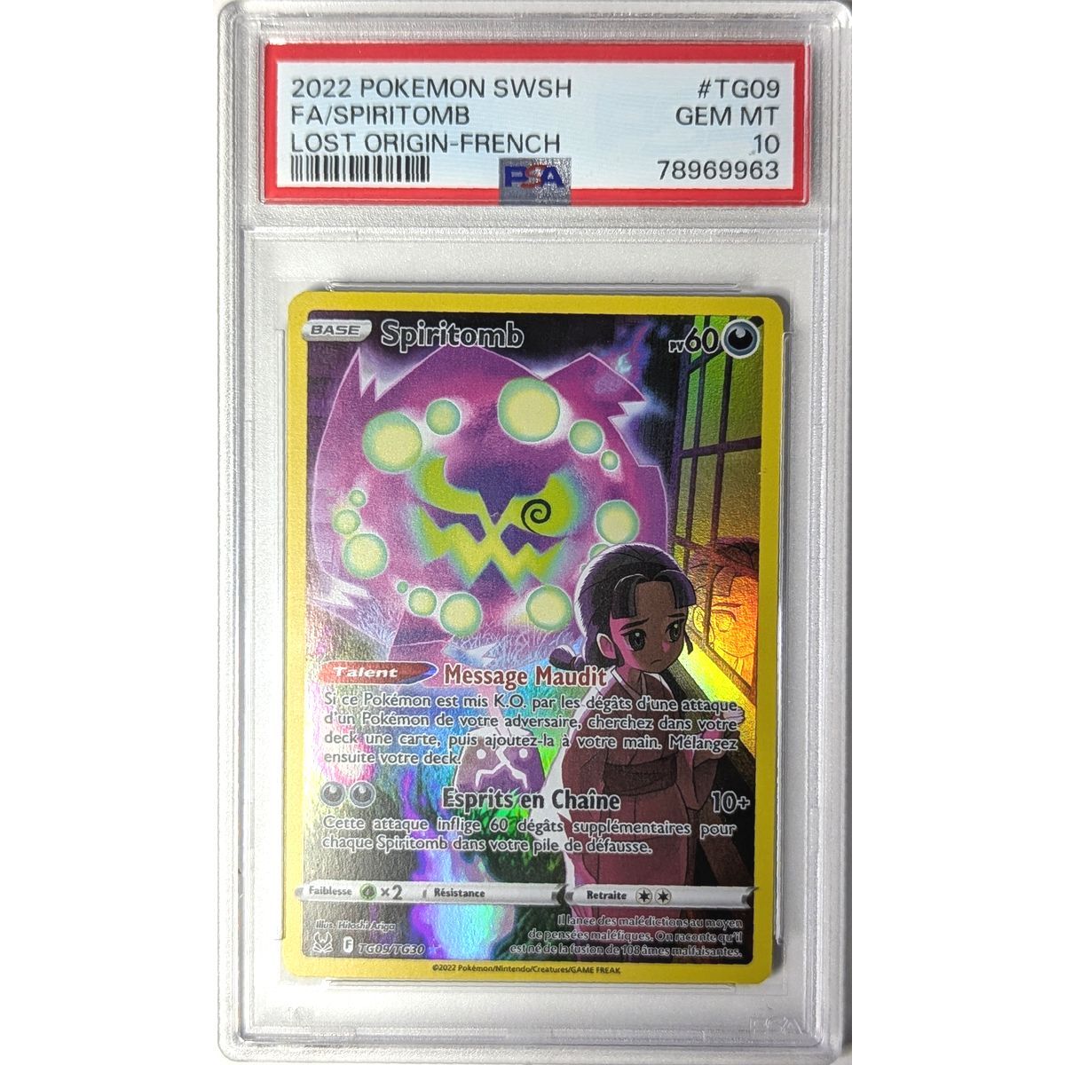 [PSA 10 – Neuwertig] – Bewertete Karte – Spiritomb TG09/TG30 – Schwert & Schild: Verlorene Ursprünge – 2022 – Pokémon – Französisch
