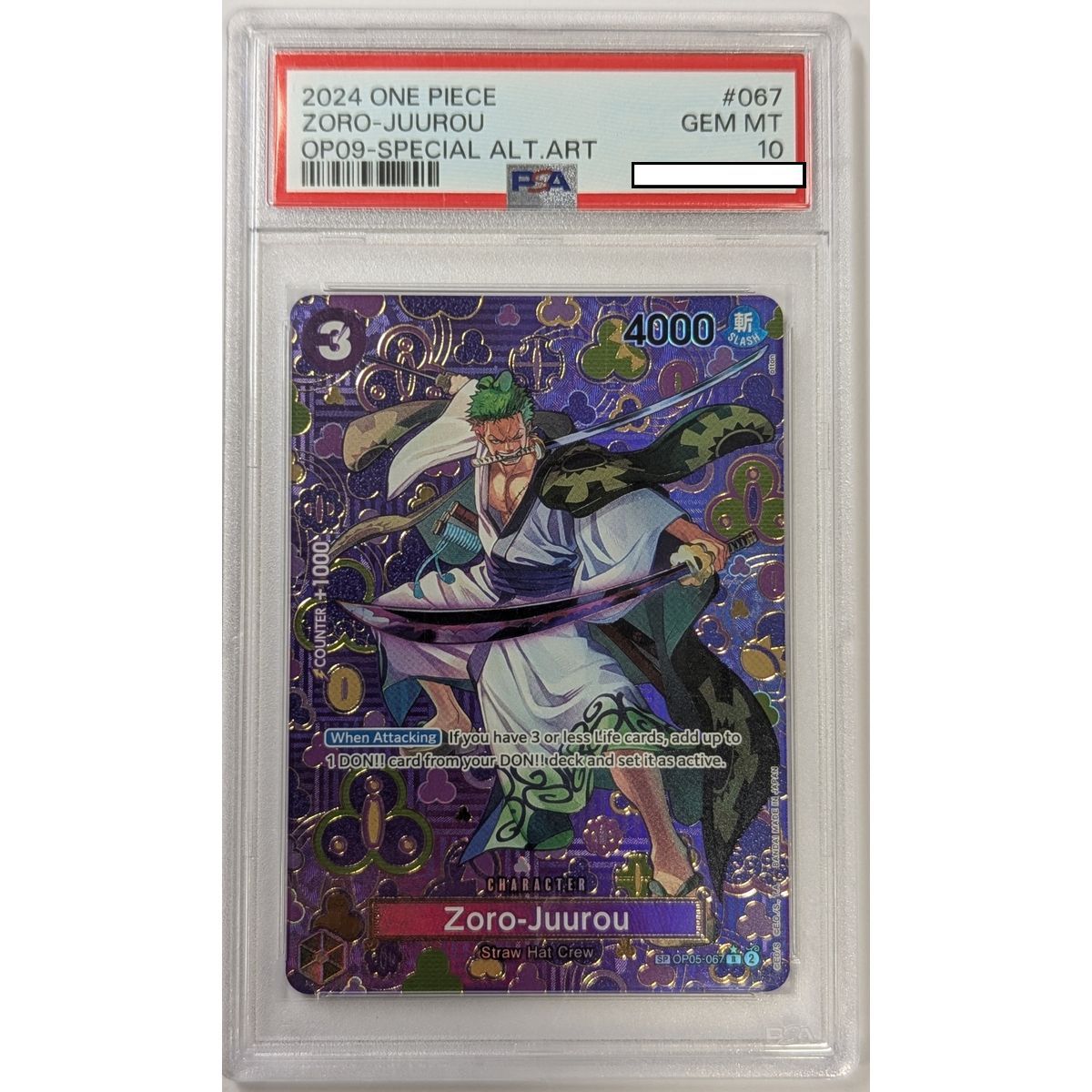 [PSA 10 - Gem Mint] - Bewertete Karte - Zoro-Juurou OP05-067 - OP09 Emperors in the New World - 2024 - One Piece - Englisch