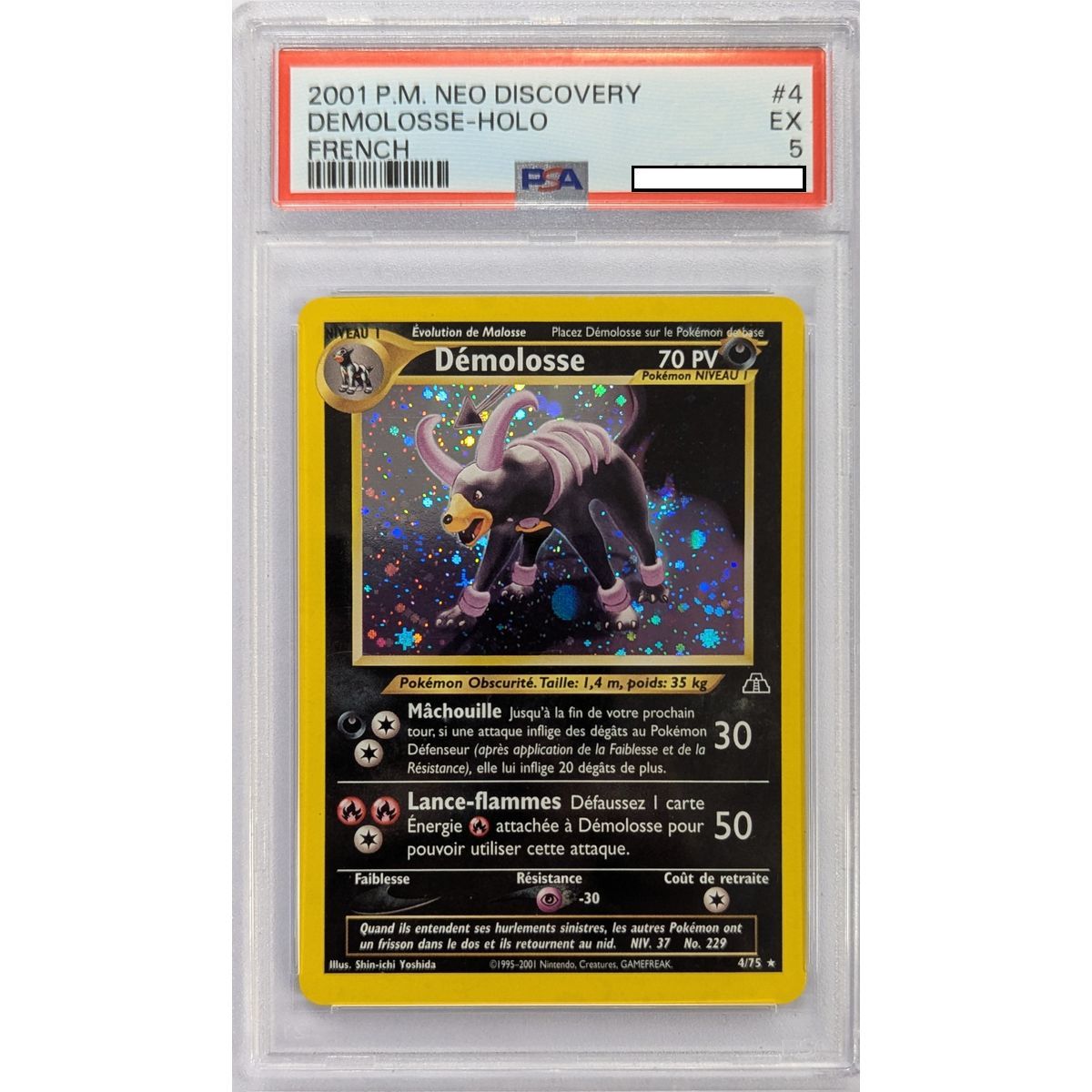 [PSA 5 - EX] - Bewertete Karte - Hundemon 4/75 - Neo Discovery - 2001 - Pokémon - Französisch