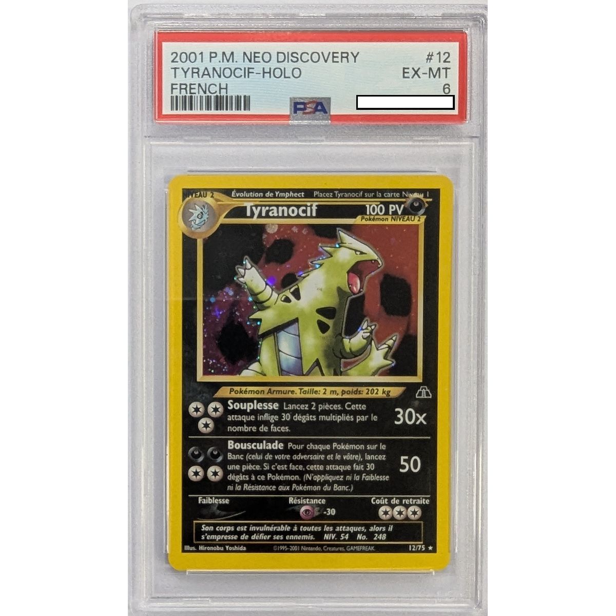 [PSA 6 - EX-MT] - Bewertete Karte - Tyranitar 12/75 - Neo Discovery - 2001 - Pokémon - Französisch