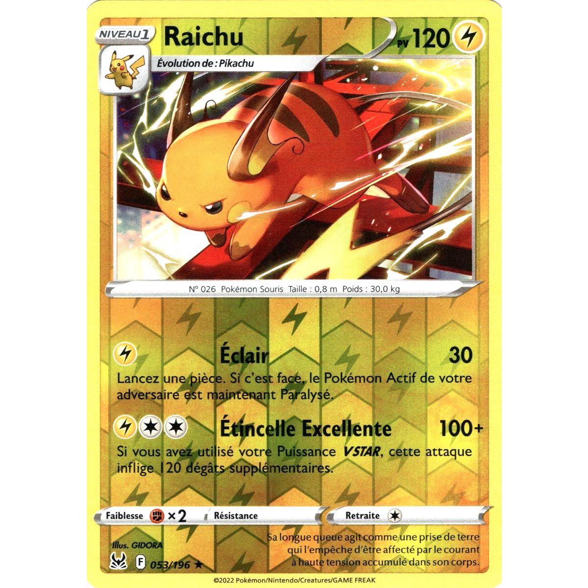 Raichu – Reverse 53/196_R – Schwert und Schild 11 Lost Origin