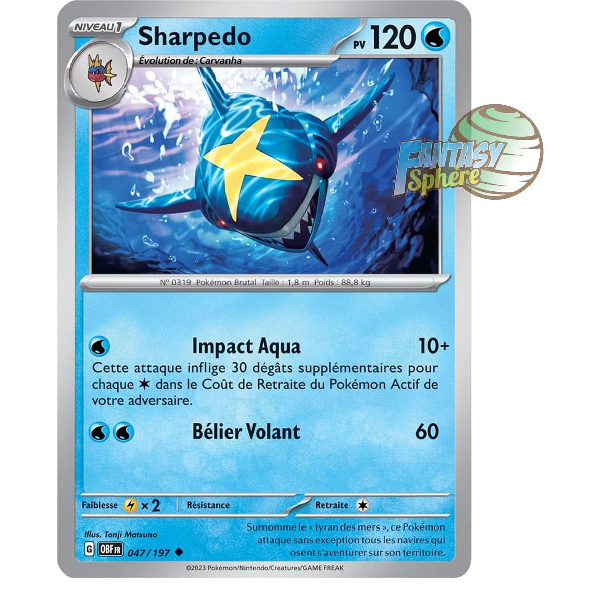 Sharpedo – Rückseite 47/197 – Scharlachrote und violette Obsidianflammen