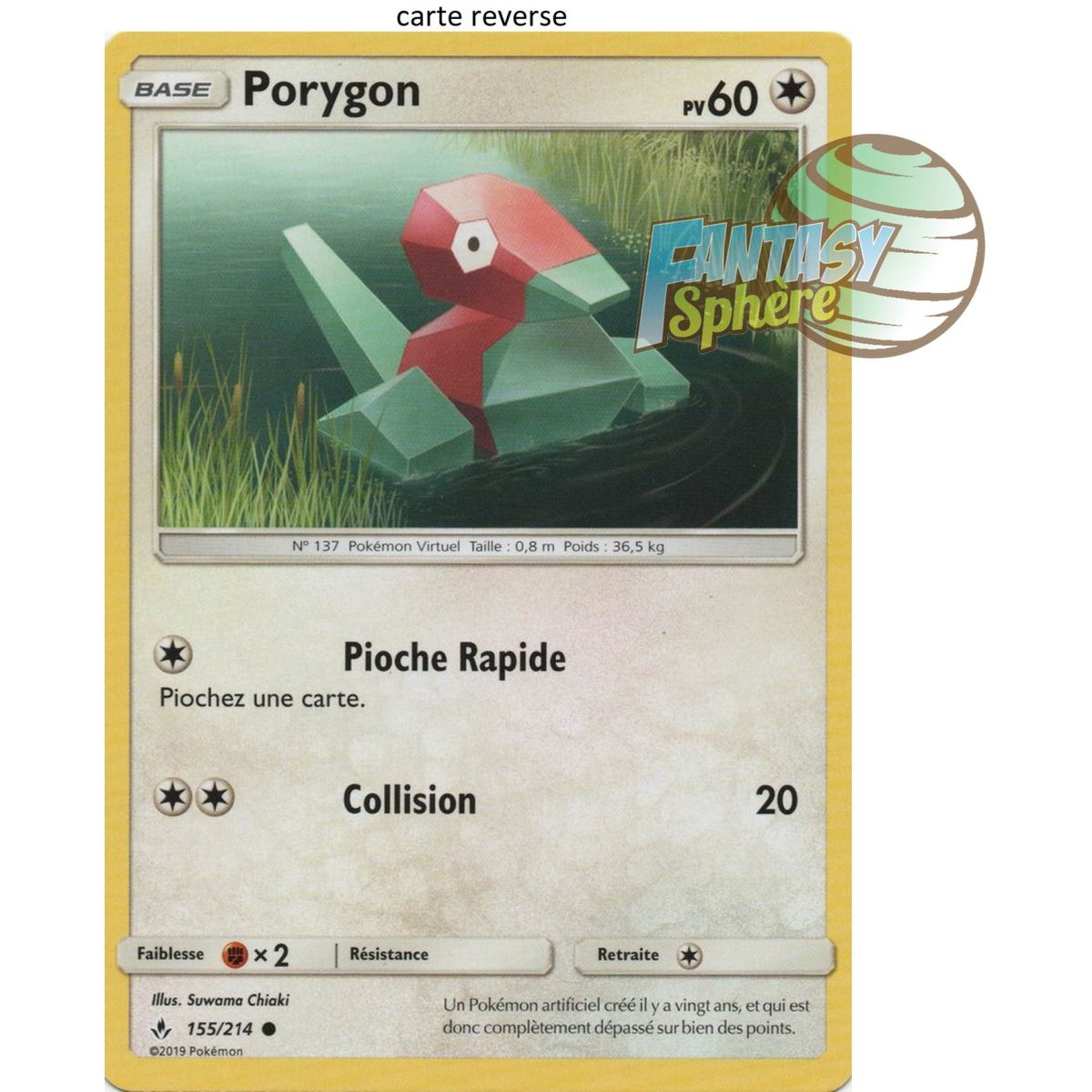 Item Porygon – Rückseite 155/214 – Sonne und Mond 10 Unfehlbare Allianz