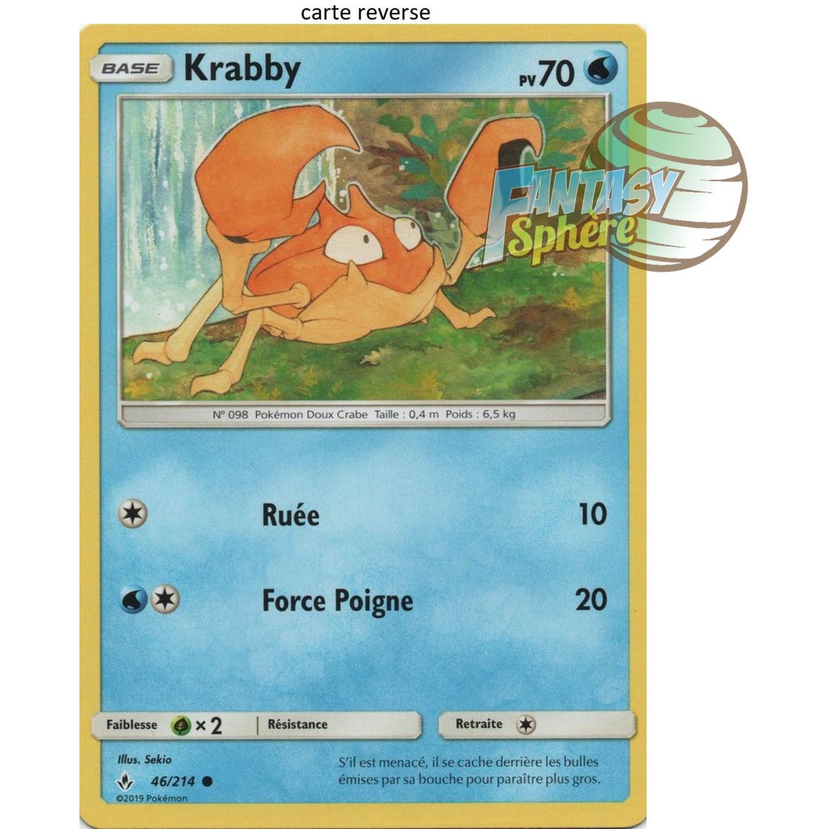 Item Krabby – Rückseite 46/214 – Sonne und Mond 10 Unfehlbare Allianz