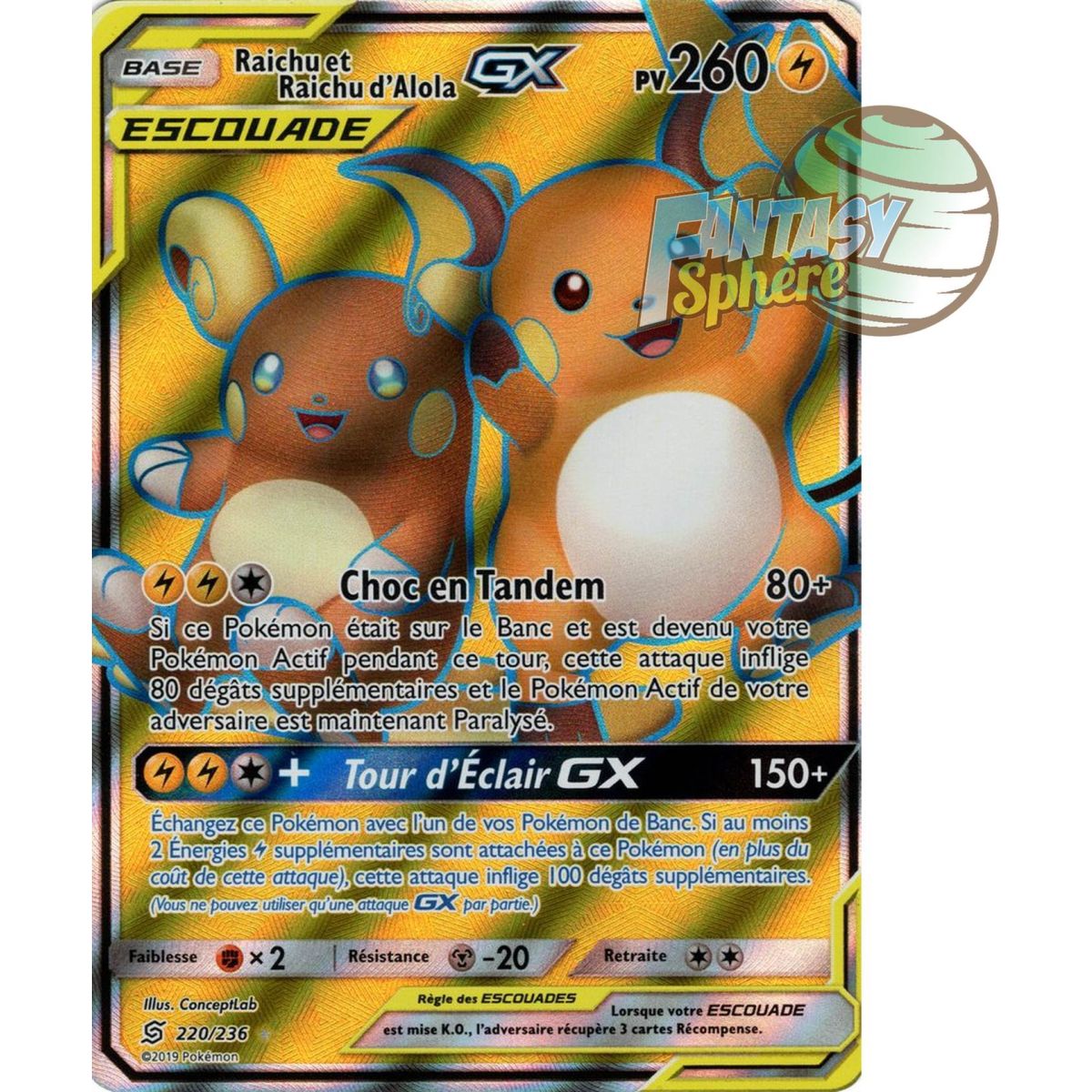 Raichu und Alola Raichu GX – Full Art Ultra Rare 220/236 – Sonne und Mond 11 Unified Minds