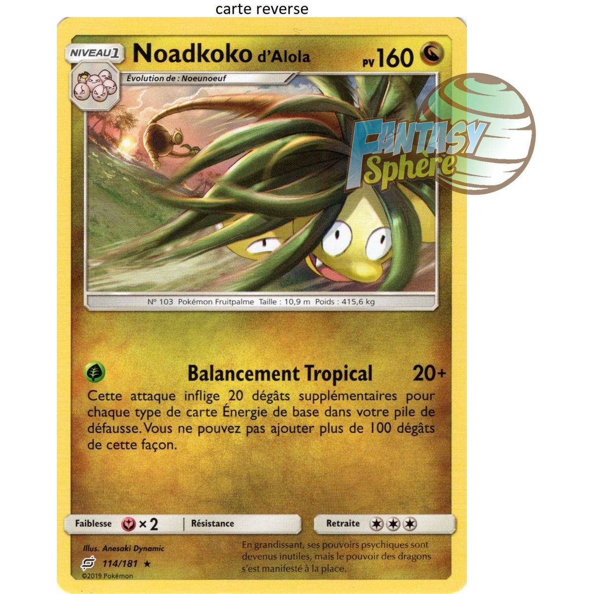 Alolan Noadkoko – Reverse 114/181 – Sun and Moon 9 Shock Duo