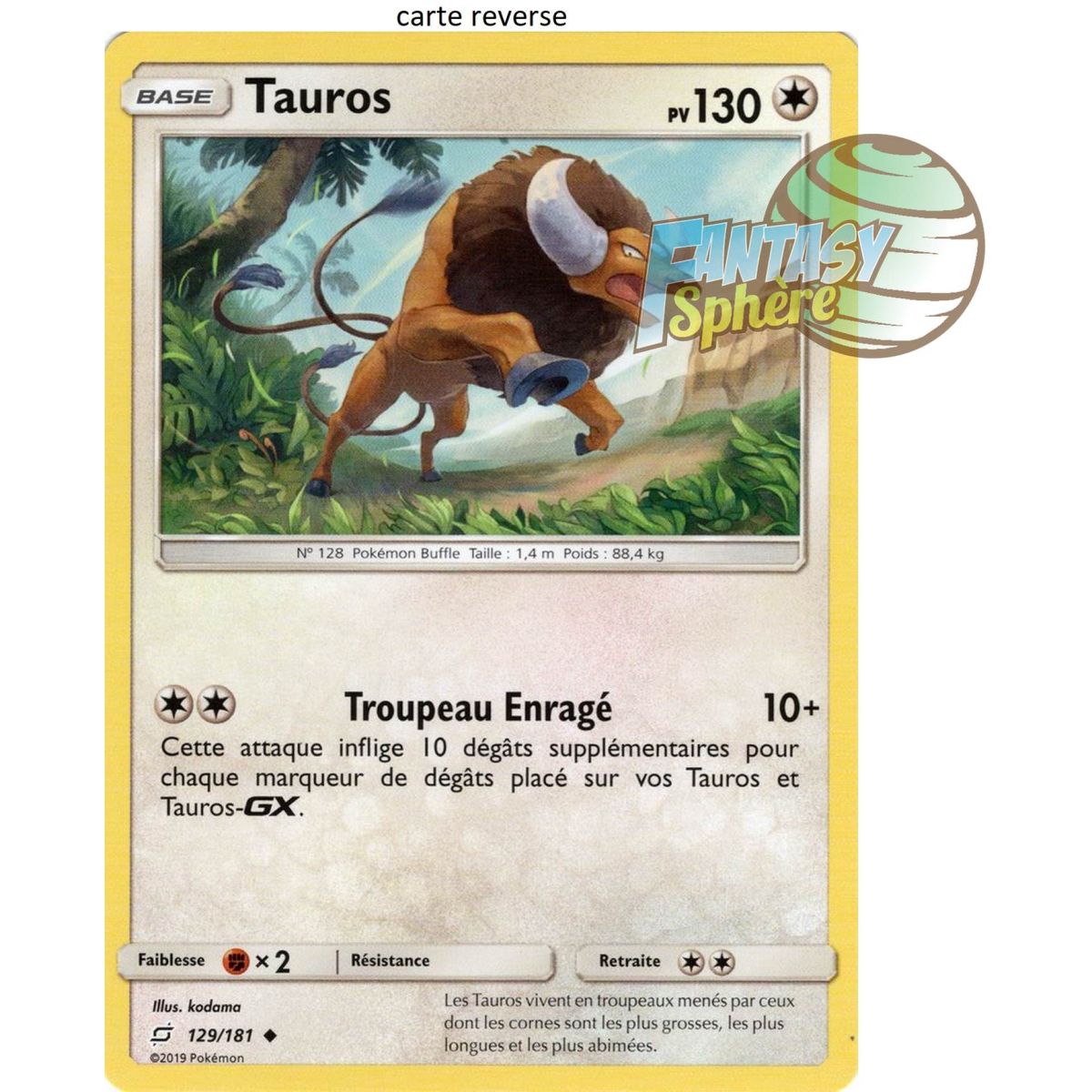 Tauros – Reverse 129/181 – Sonne und Mond 9 Shock Duo