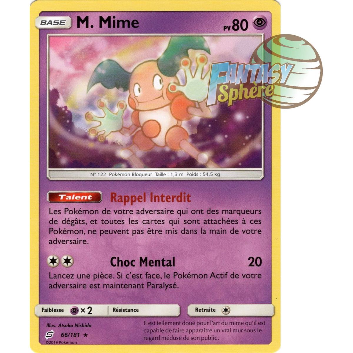Mr. Mime – Rare 66/181 – Sun and Moon 9 Shock Duo
