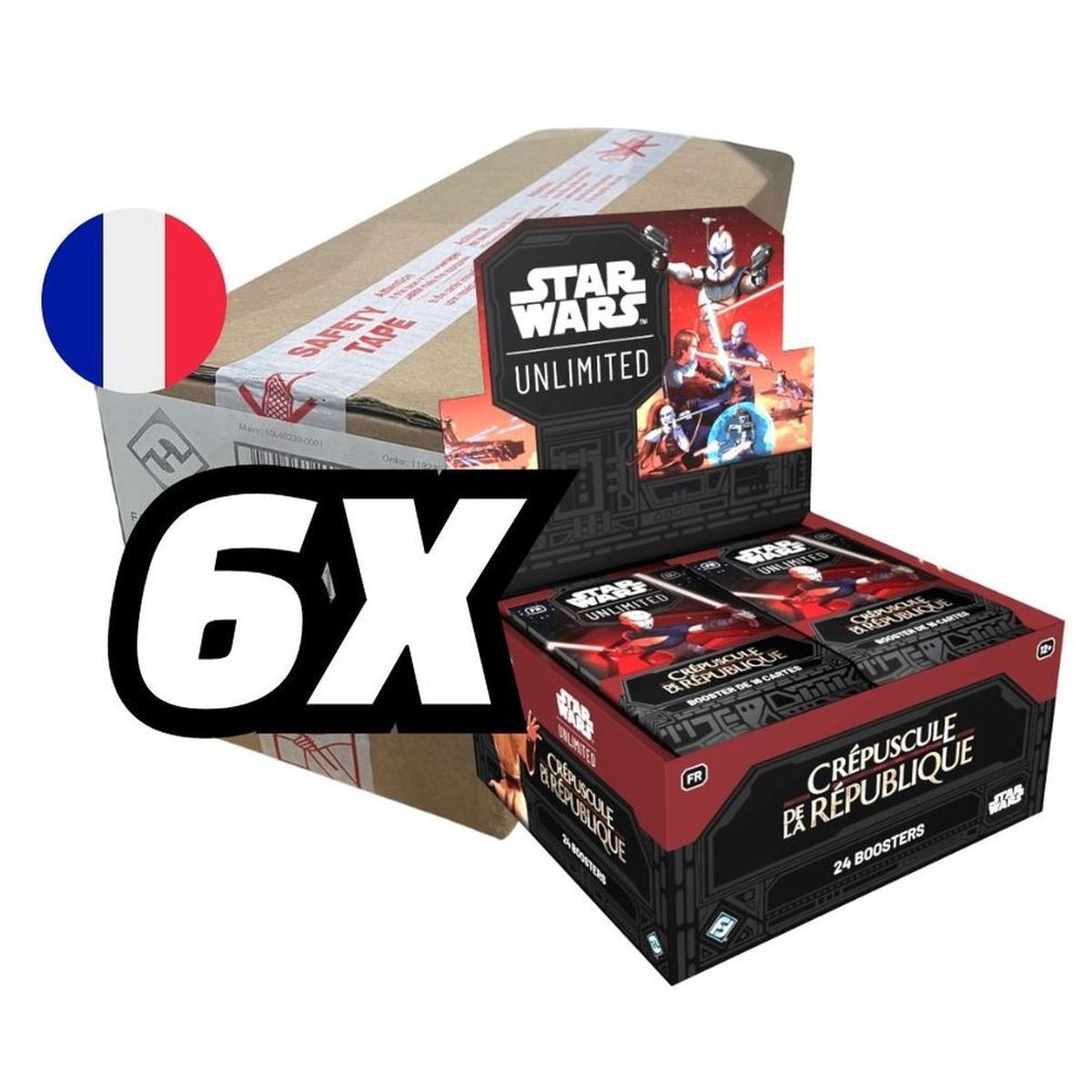 Star Wars Unlimited – Box mit 6 Boxen mit 24 Boostern – SW Unlimited: Twilight of the Republic – FR