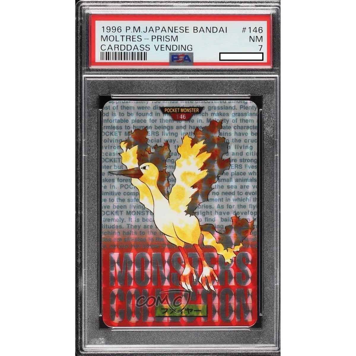 Pokémon – Graded Card – Moltres 146 Prism Red Carddass Vending 1996 Japanisch [PSA 7 – Near Mint]