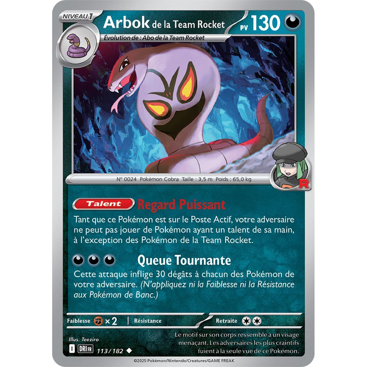 Team Rocket Arbok – Rückseite 113/182 – Scharlachrot und Lila 10 Schicksalhafte Rivalitäten