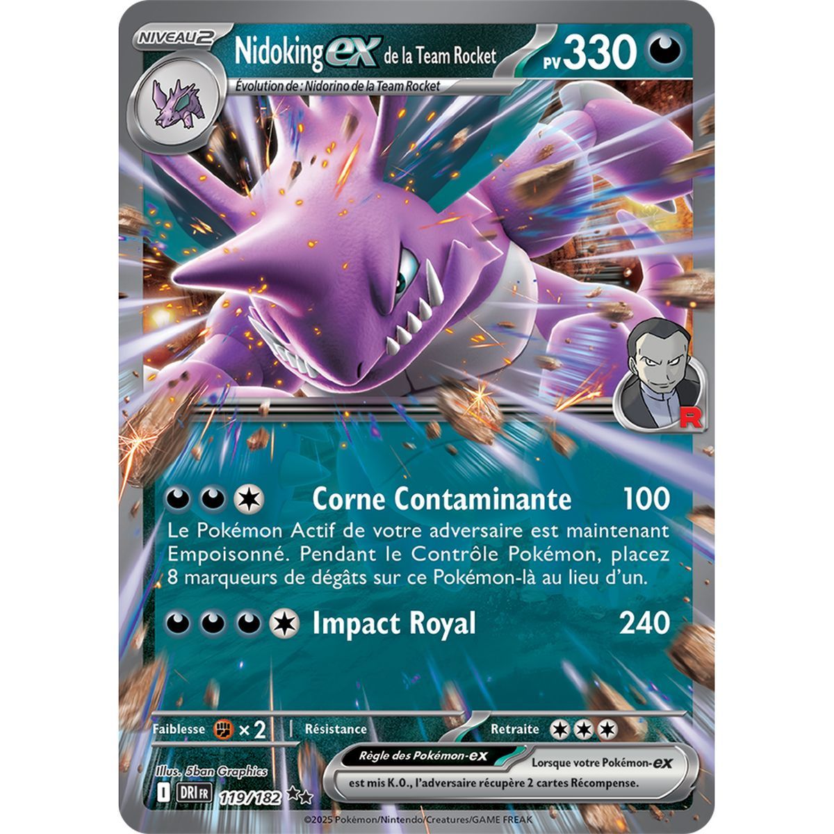 Nidoking Ex von Team Rocket – Double Rare 119/182 – Scharlachrot und Lila 10 Schicksalhafte Rivalitäten