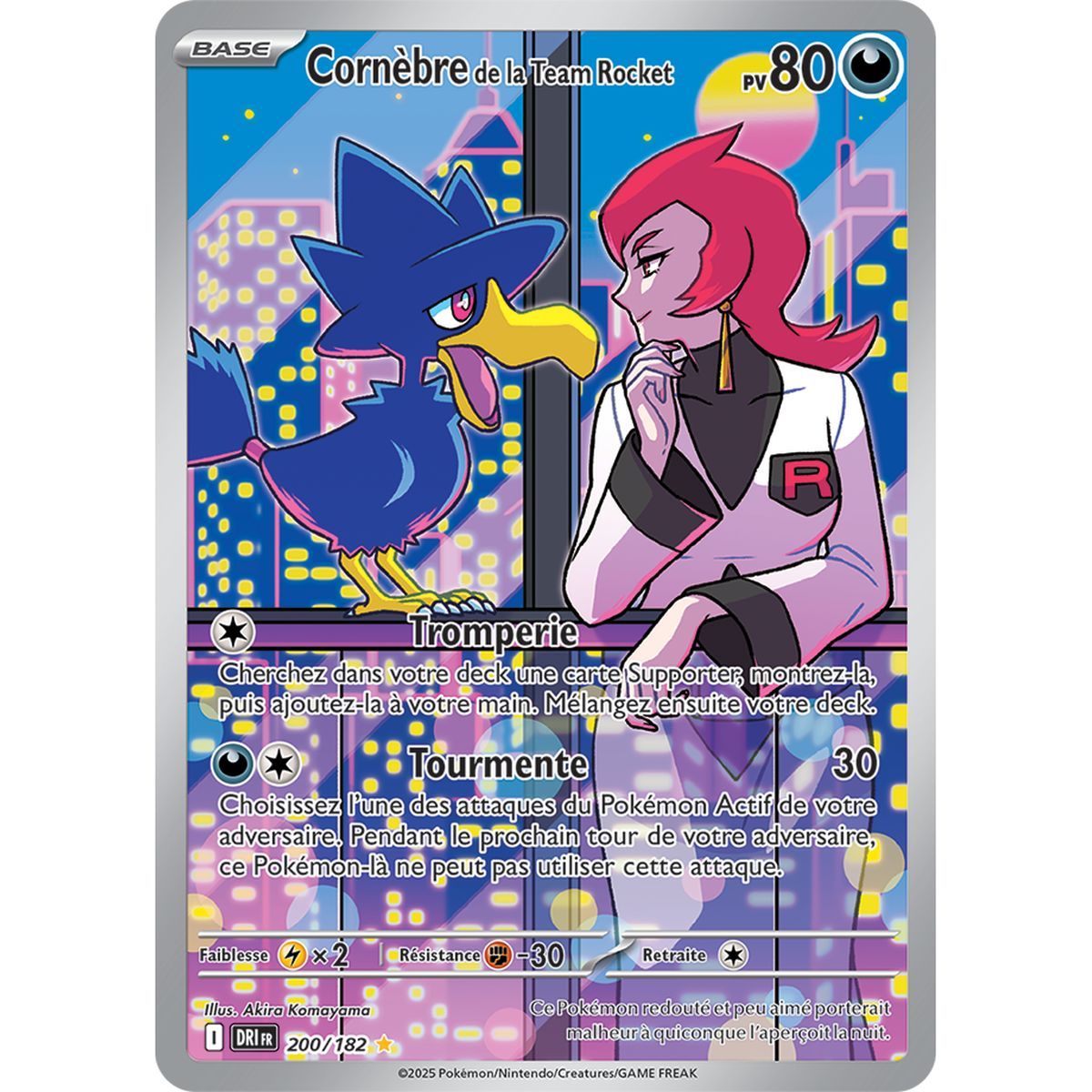 Murkrow von Team Rocket – Seltene Illustration 200/182 – Scharlachrot und Lila 10 Schicksalsrivalitäten