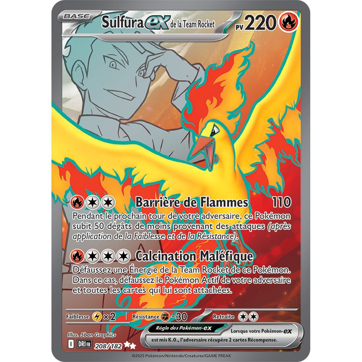 Moltres EX von Team Rocket – Ultra Rare 208/182 – Scharlachrot und Lila 10 Schicksalsrivalitäten