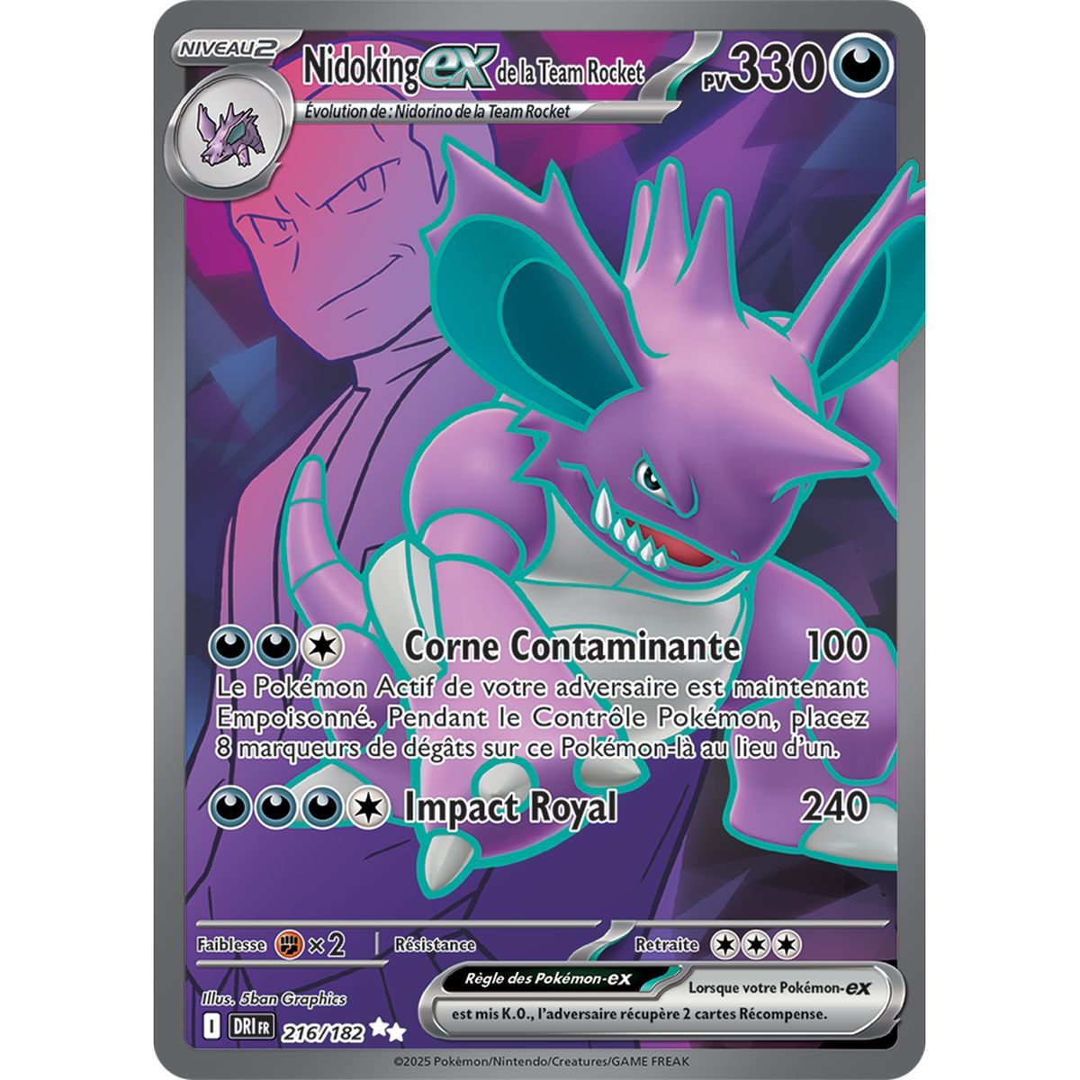 Team Rockets Nidoking Ex – Ultra Rare 216/182 – Scharlachrot und Lila 10 Schicksalhafte Rivalitäten
