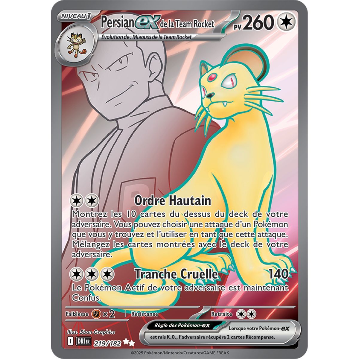 Team Rockets Persian Ex – Ultra Rare 219/182 – Scharlachrot und Lila 10 Schicksalhafte Rivalitäten