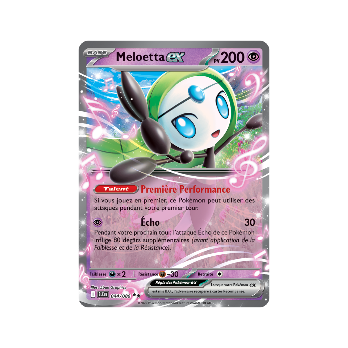 Meloetta-ex – Double Rare 44/86 – Scharlachrot und Lila 10,5 Schwarzer Blitz