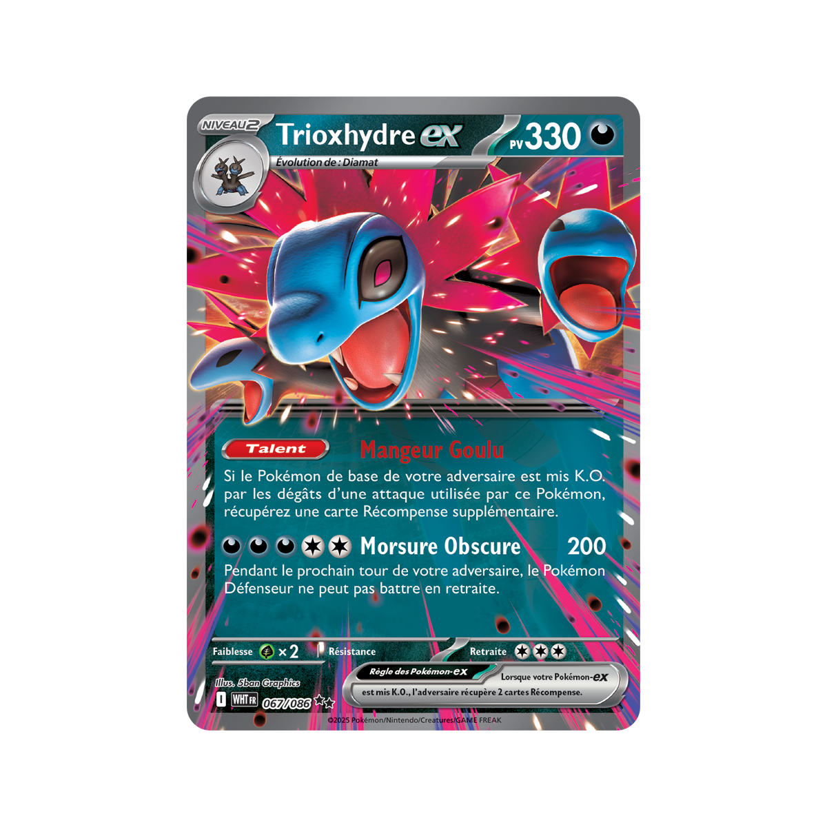 Trioxhydre-ex – Double Rare 67/86 – Scharlachrot und Violett 10,5 Weiße Flamme