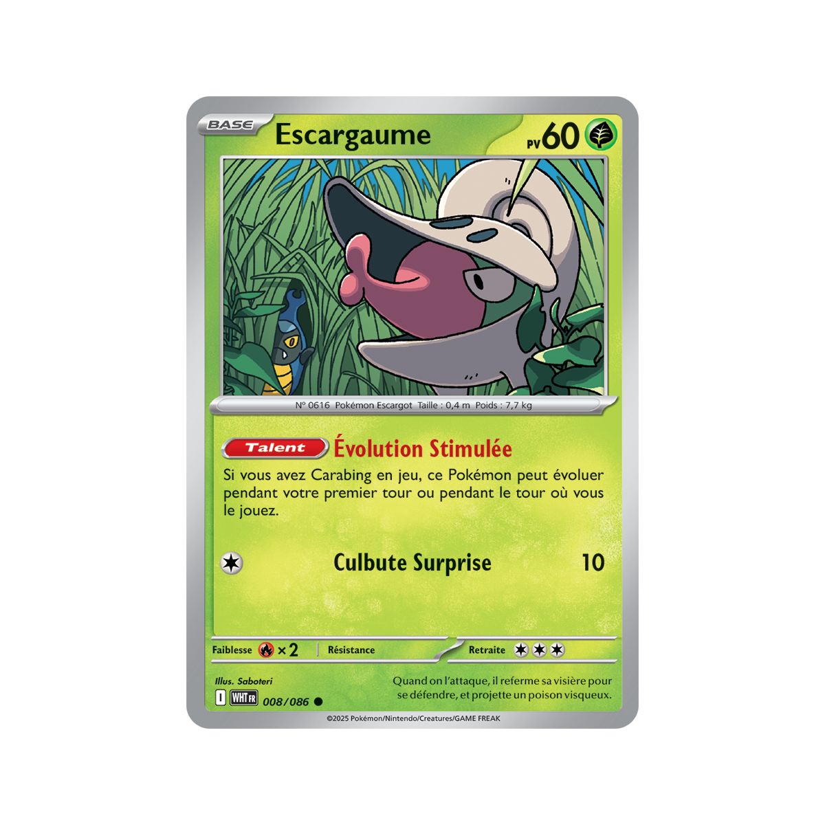 Escargaume – Reverse Masterball 8/86 – Scharlachrot und Lila 10,5 Weiße Flamme