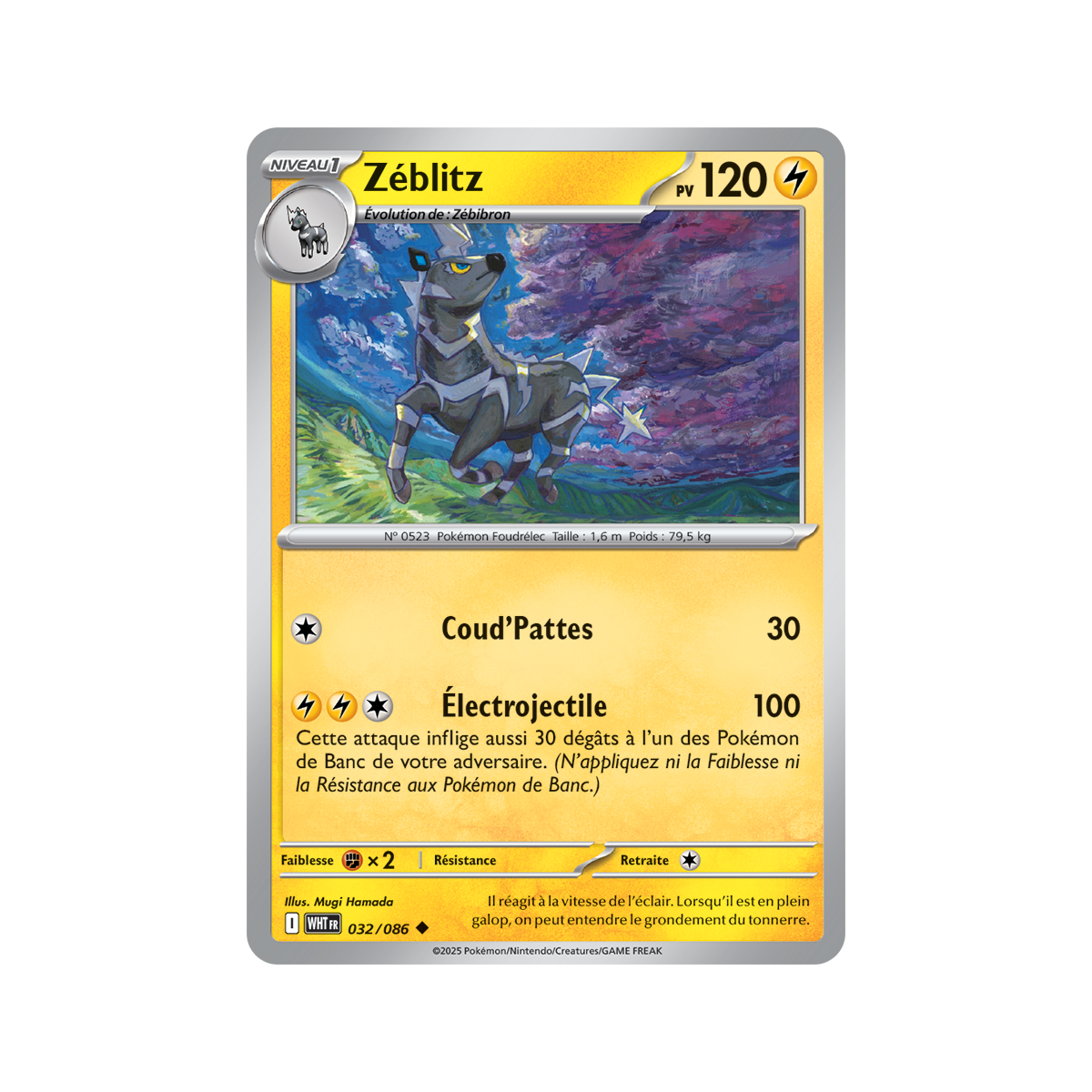 Zeblitz – Reverse Pokéball 32/86 – Scharlachrot und Lila 10,5 Weiße Flamme